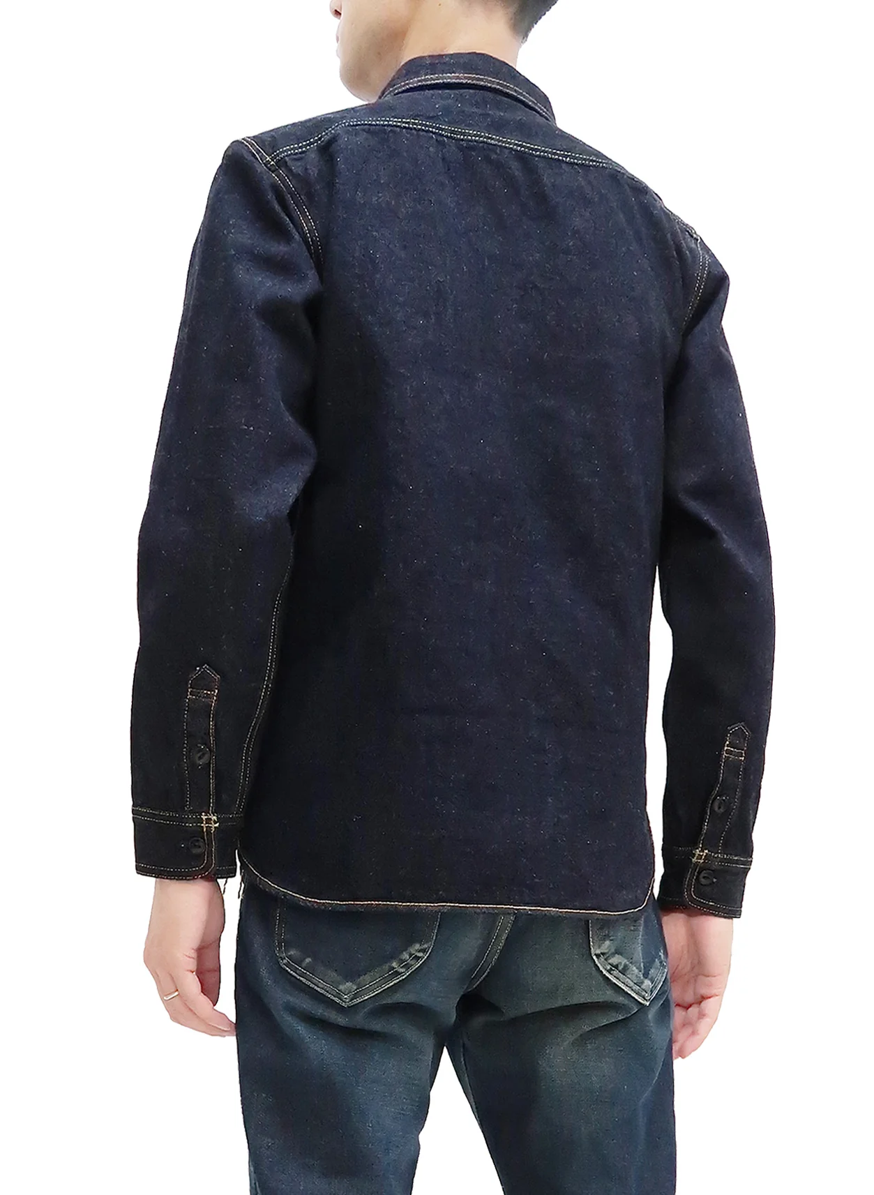 Studio D'artisan Denim Shirt Men's Long Sleeve 14 Oz. Heavy Japanese Selvage Denim Work Shirt D5335 - Image 4
