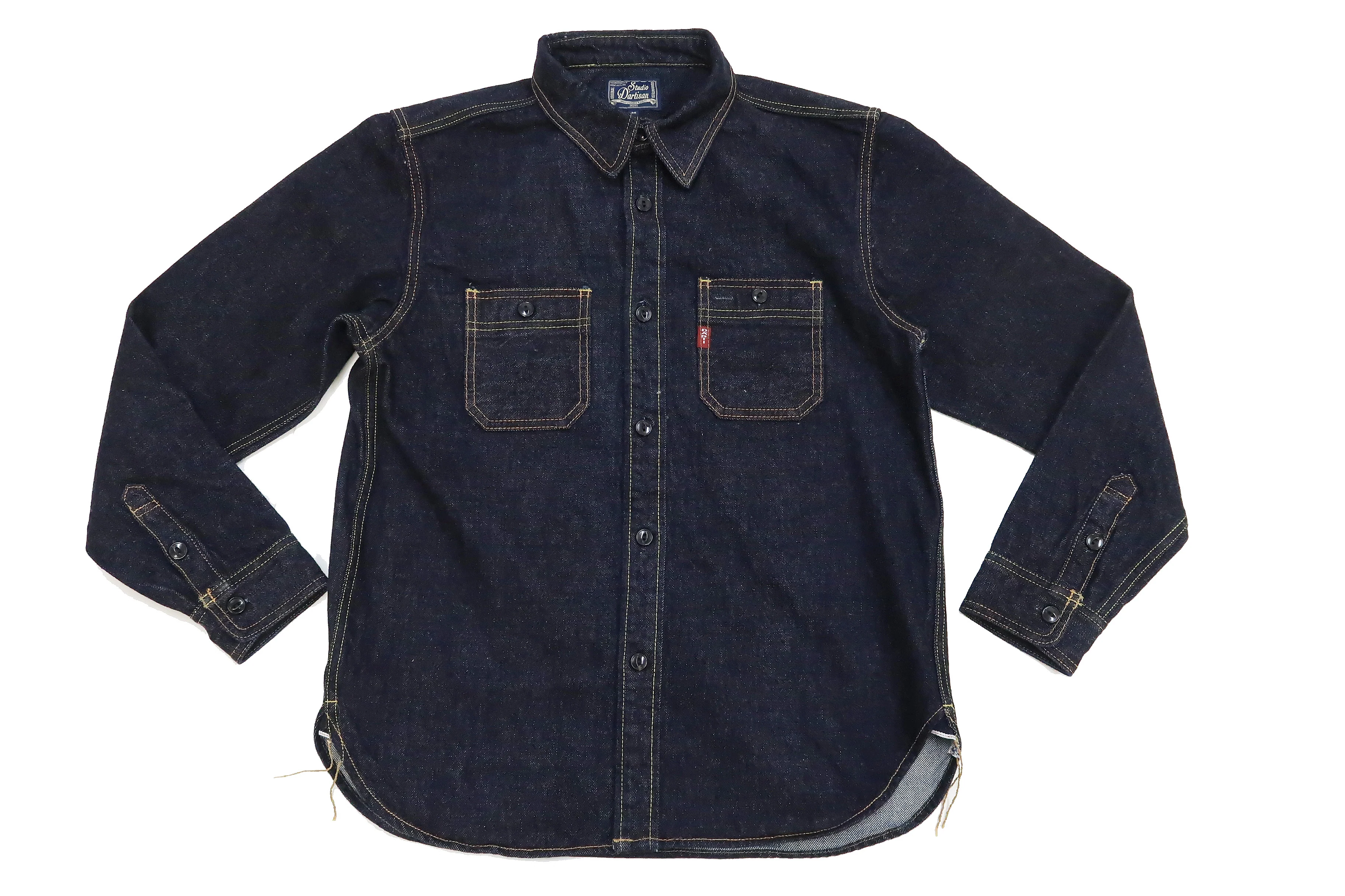 Studio D'artisan Denim Shirt Men's Long Sleeve 14 Oz. Heavy Japanese Selvage Denim Work Shirt D5335 - Image 6