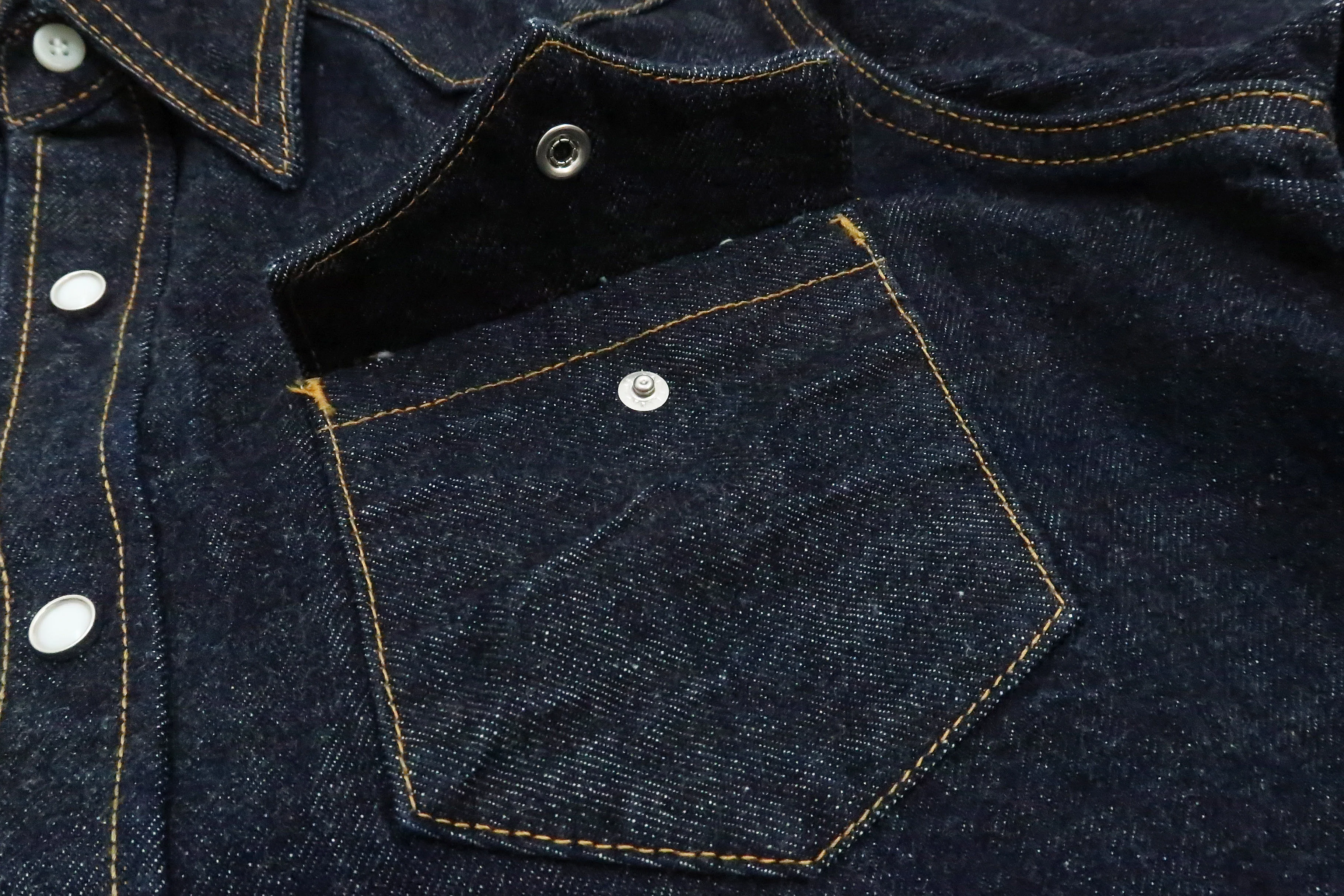 Studio D'artisan Denim Western Shirt Men's Long Sleeve 14 Oz. Heavy Japanese Solid Denim Shirt D5571 - Image 11