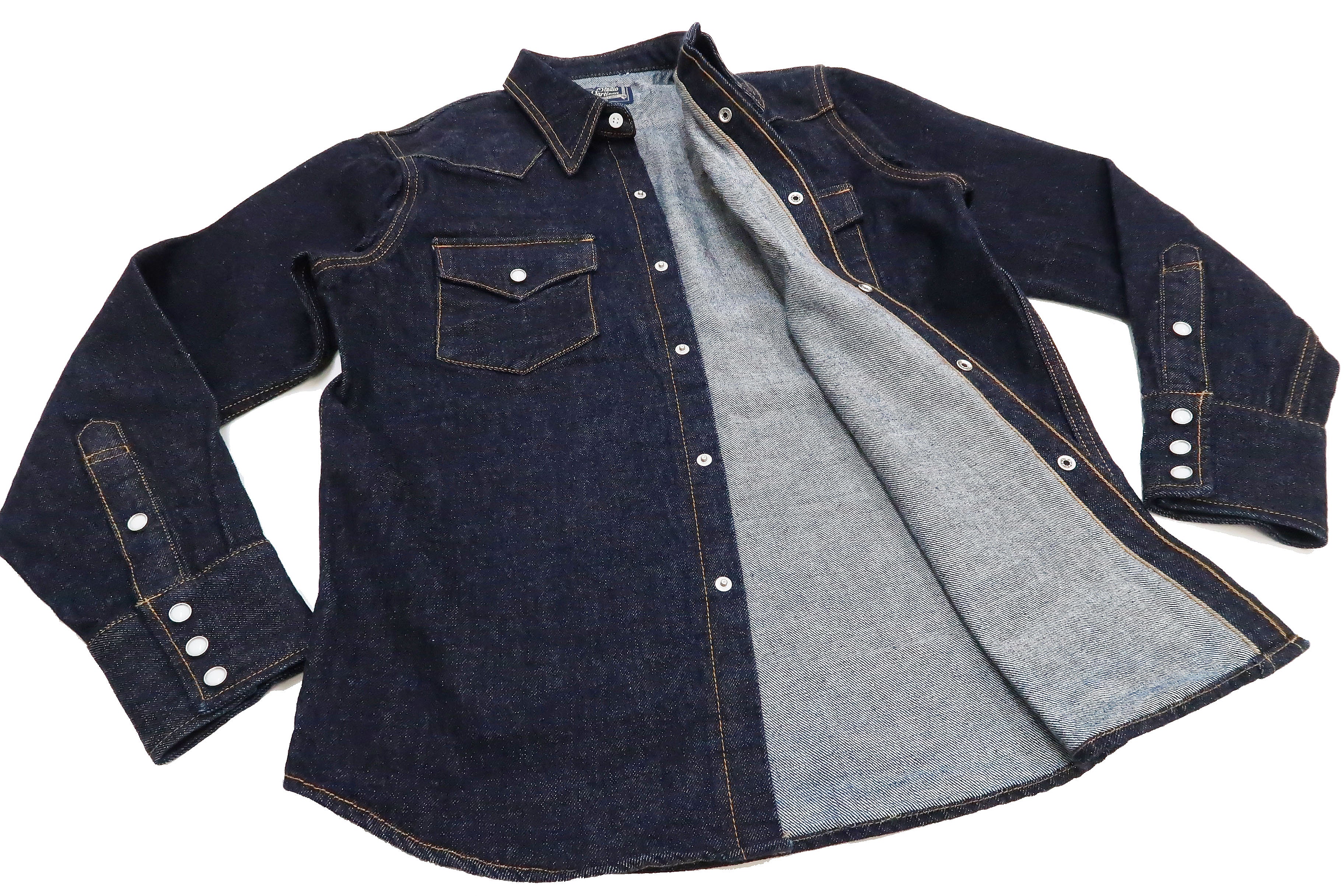 Studio D'artisan Denim Western Shirt Men's Long Sleeve 14 Oz. Heavy Japanese Solid Denim Shirt D5571 - Image 12