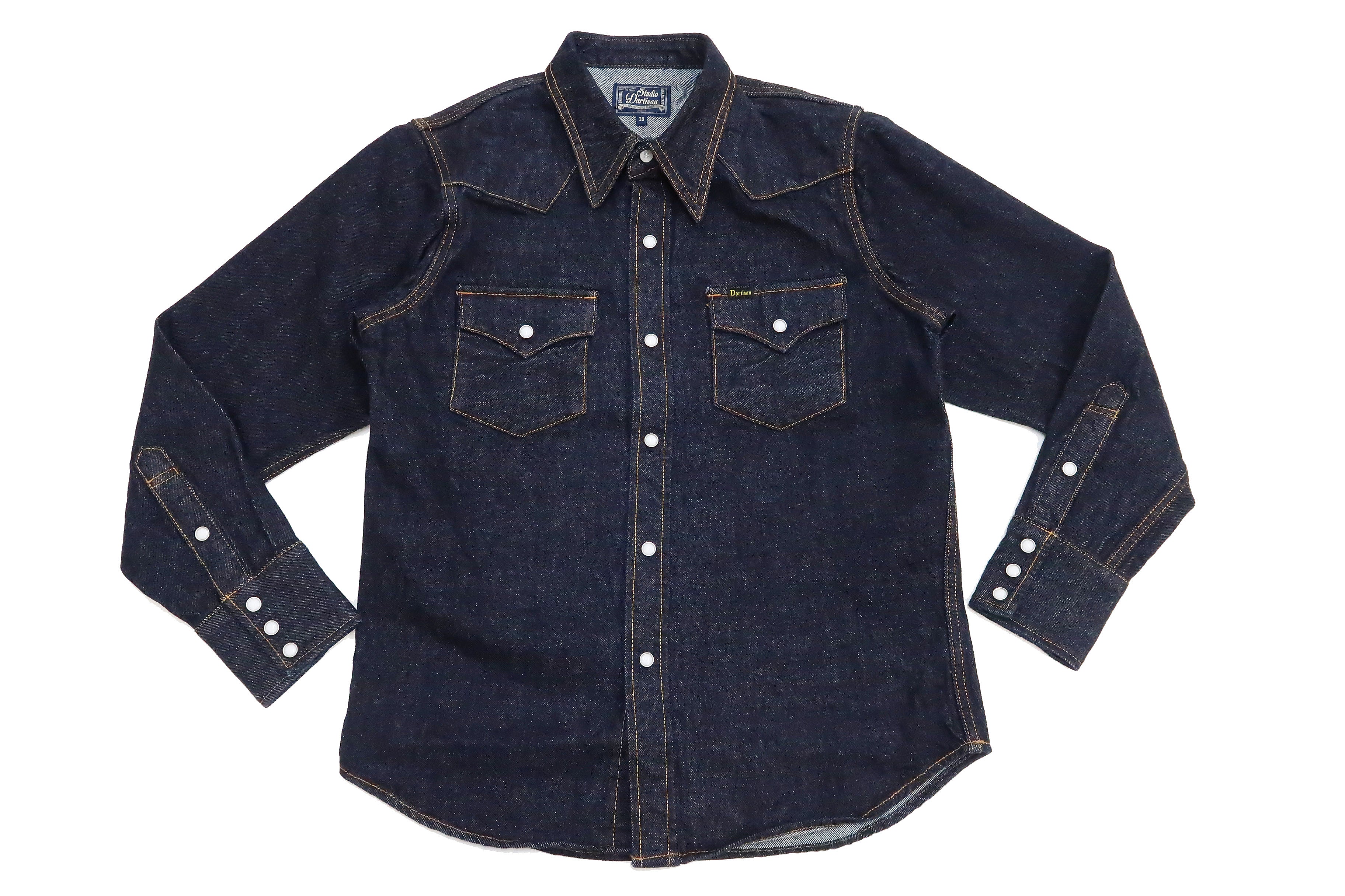 Studio D'artisan Denim Western Shirt Men's Long Sleeve 14 Oz. Heavy Japanese Solid Denim Shirt D5571 - Image 7