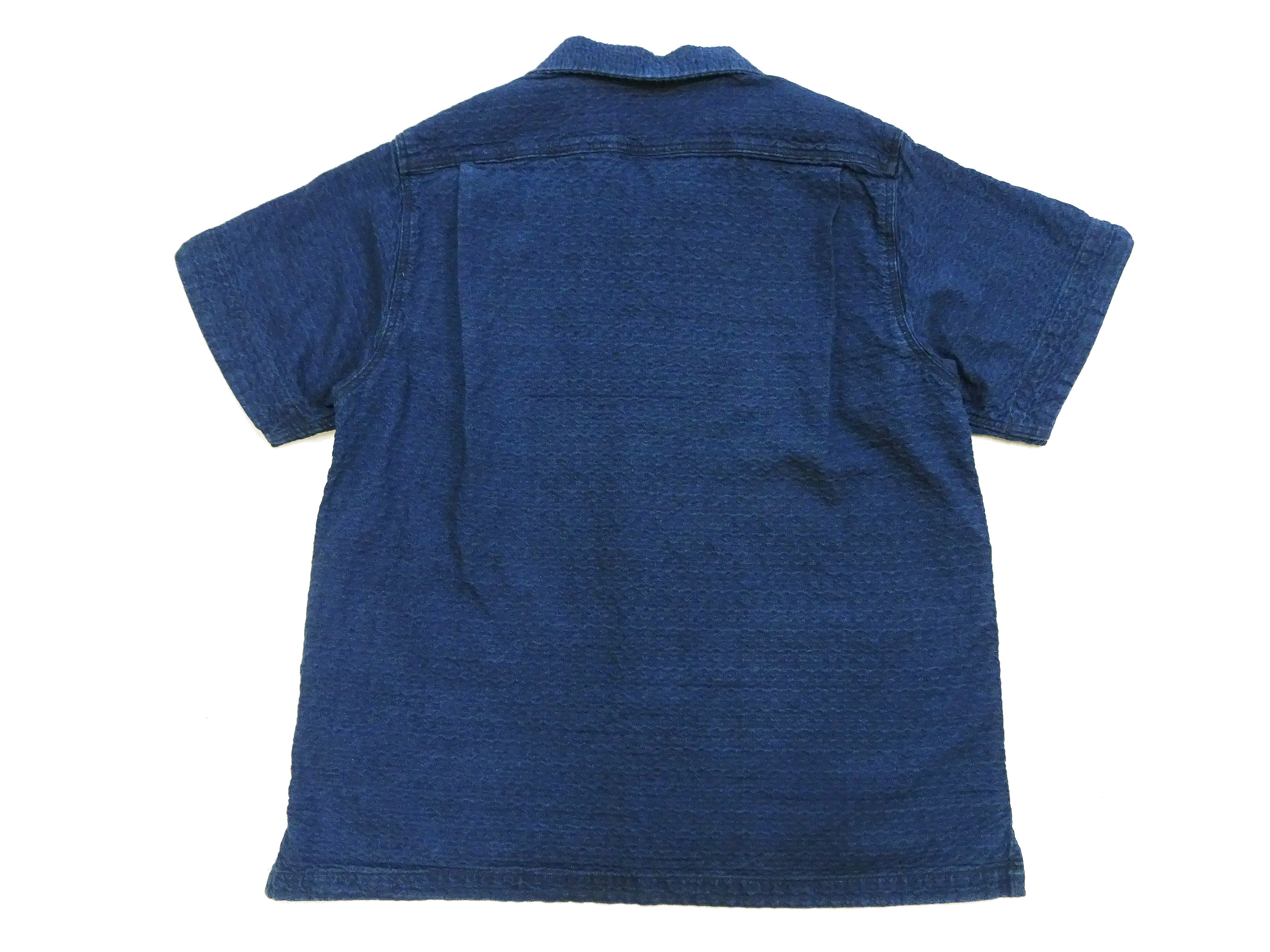 Studio D'Artisan Indigo Dobby Camp Collar Shirt - Men's Short Sleeve Casual Shirt with Relaxed Resort-Style Design - 5724U Faded-Indigo - Image 13
