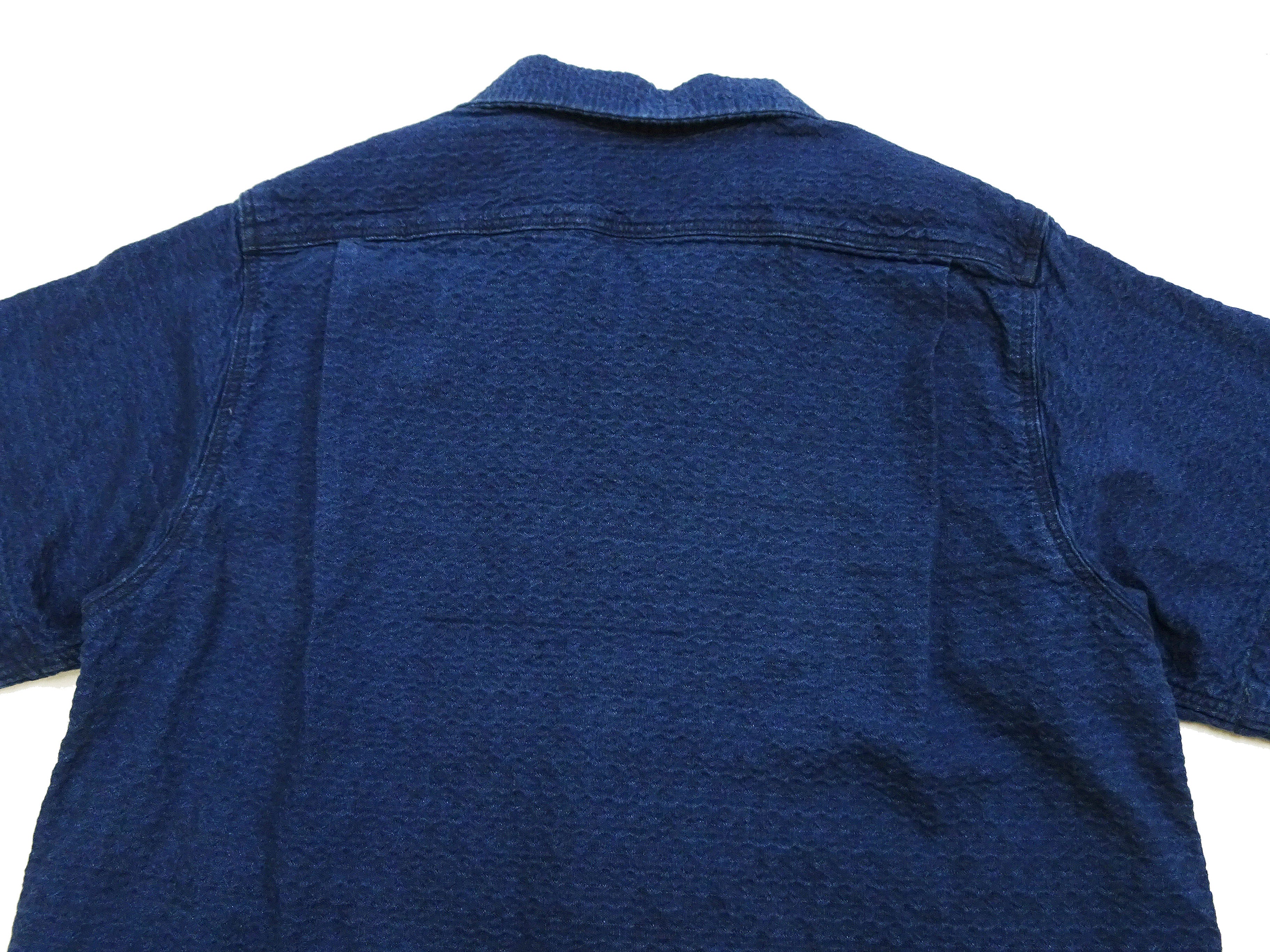 Studio D'Artisan Indigo Dobby Camp Collar Shirt - Men's Short Sleeve Casual Shirt with Relaxed Resort-Style Design - 5724U Faded-Indigo - Image 14