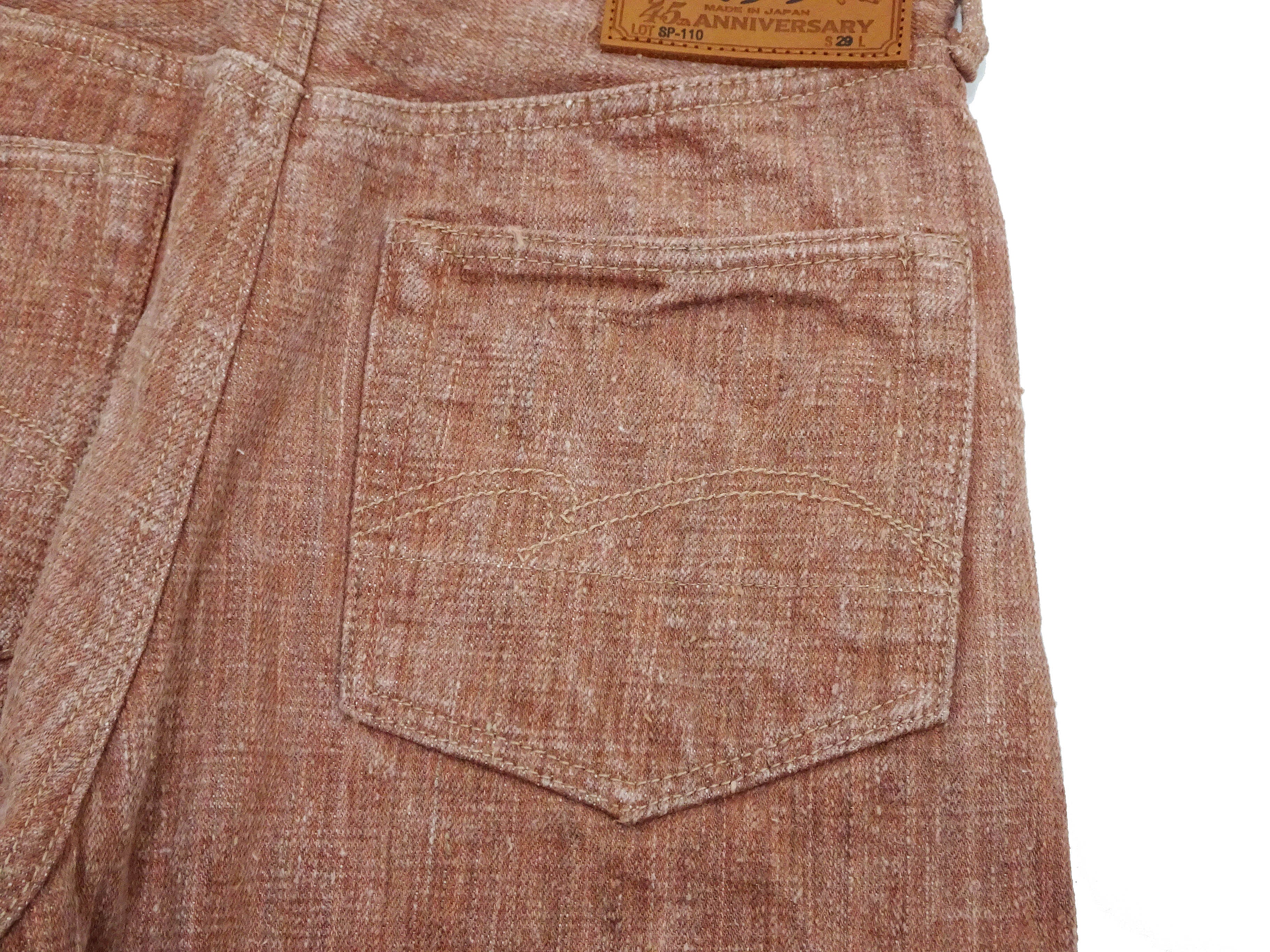 Studio D'artisan Jeans Men's 16oz. Natural Persimmon Tannin-Dyed Slub Denim Jeans Regular Straight Fit Jean Pants SDA SP-110 Reddish-brown One-Wash - Image 13
