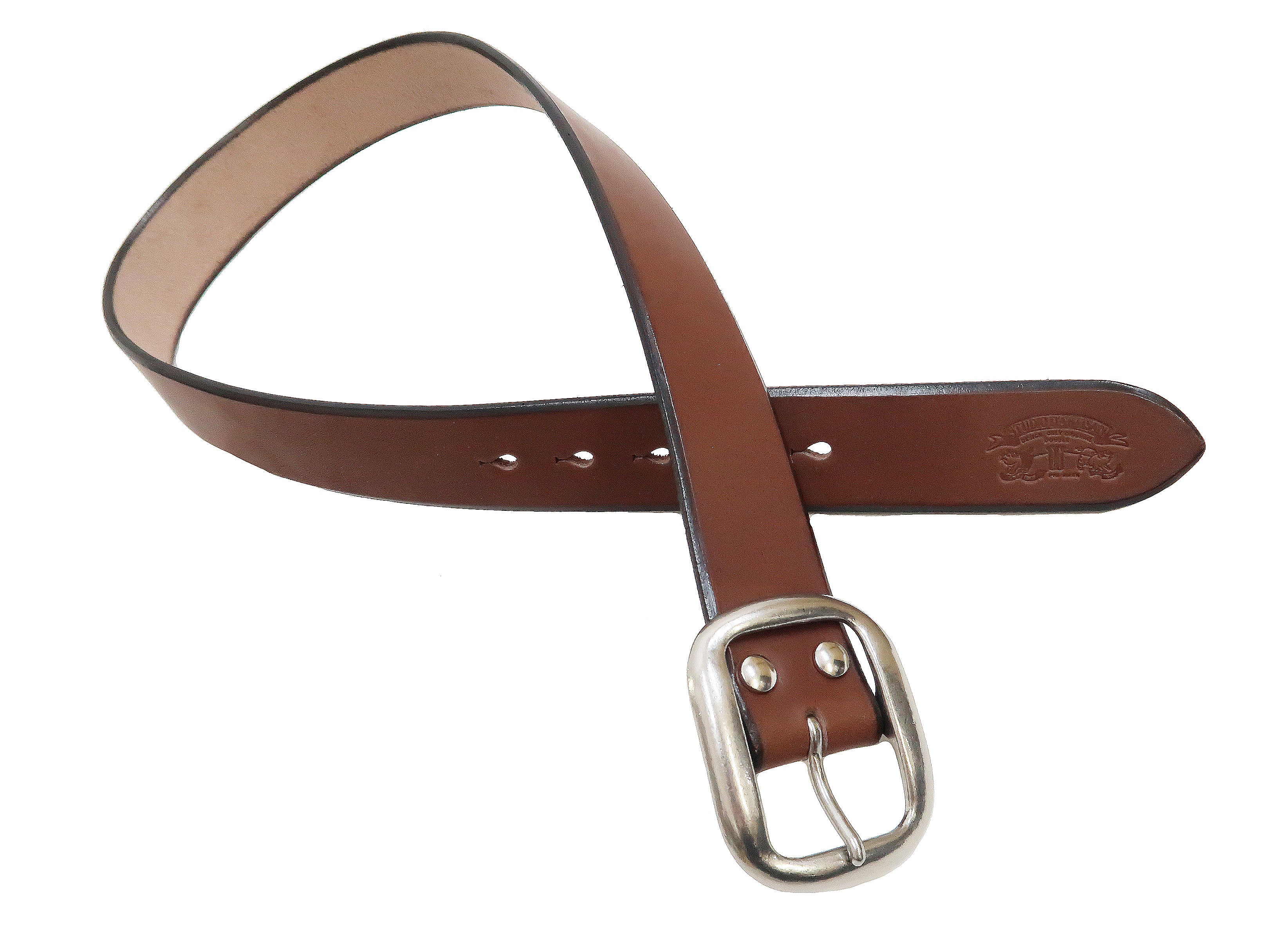 Studio D'artisan Leather Belt Men's Ccasual 38mm Wide/5mm Bend Leather with Thick Oval Buckle B-81 Brown - Image 8