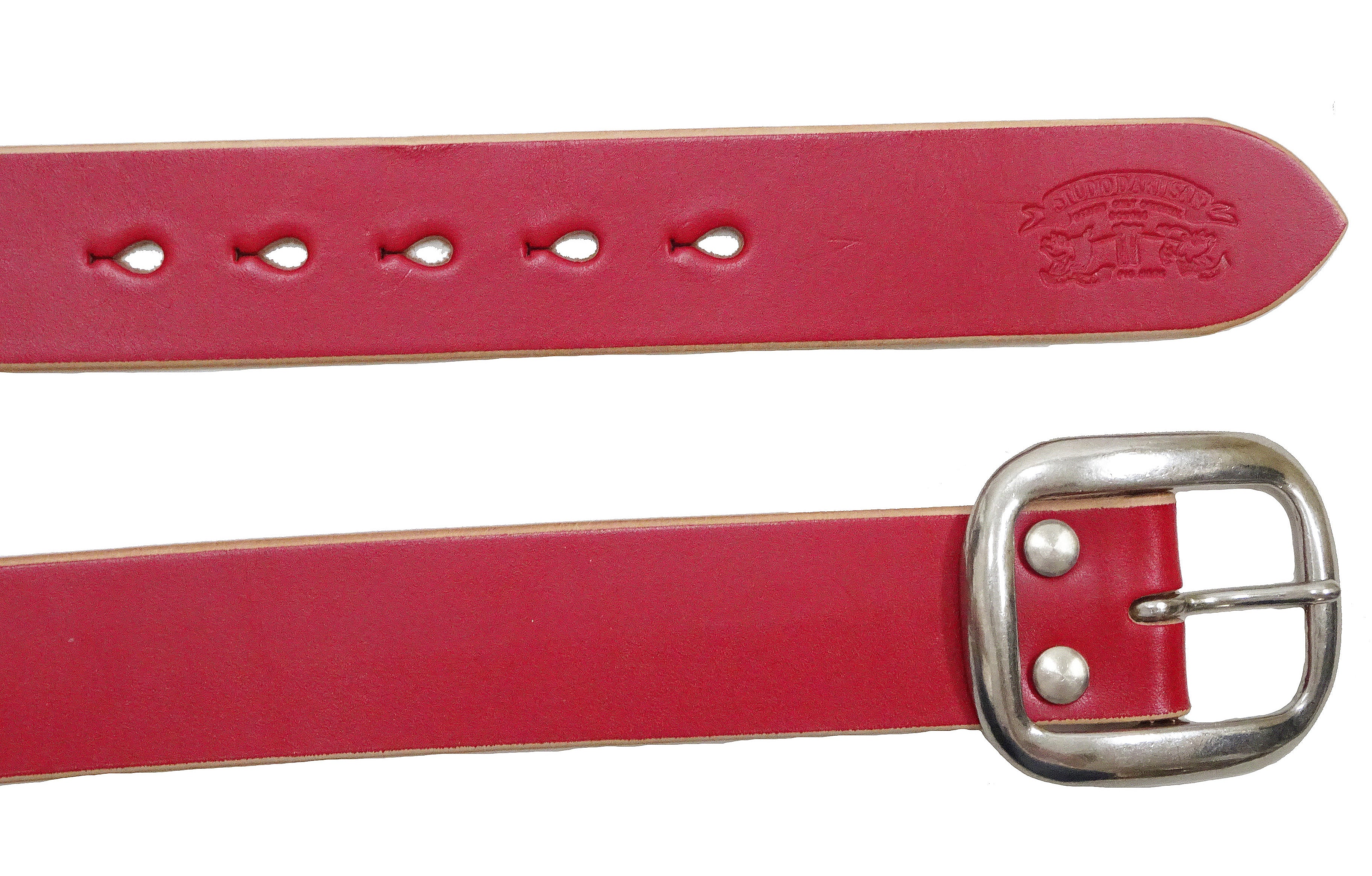 Studio D'artisan Leather Belt Men's Ccasual 38mm Wide/5mm Bend Leather with Thick Oval Buckle B-87 Red - Image 3