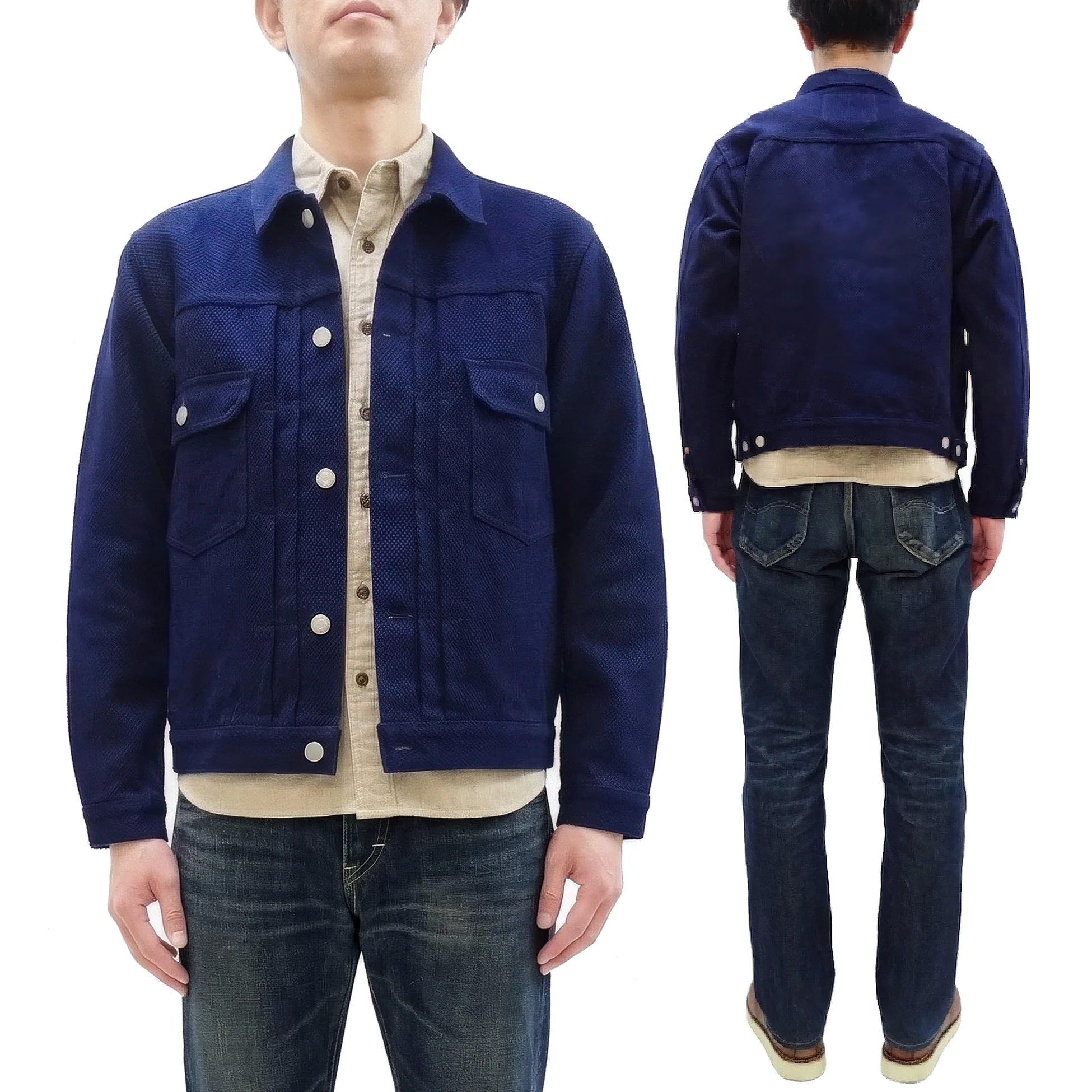 Studio D'artisan Men's 14 oz Selvedge Sashiko Jacket - Type II Style - Deep Indigo One Wash - Made in Japan (SDA 4619) - Image 6