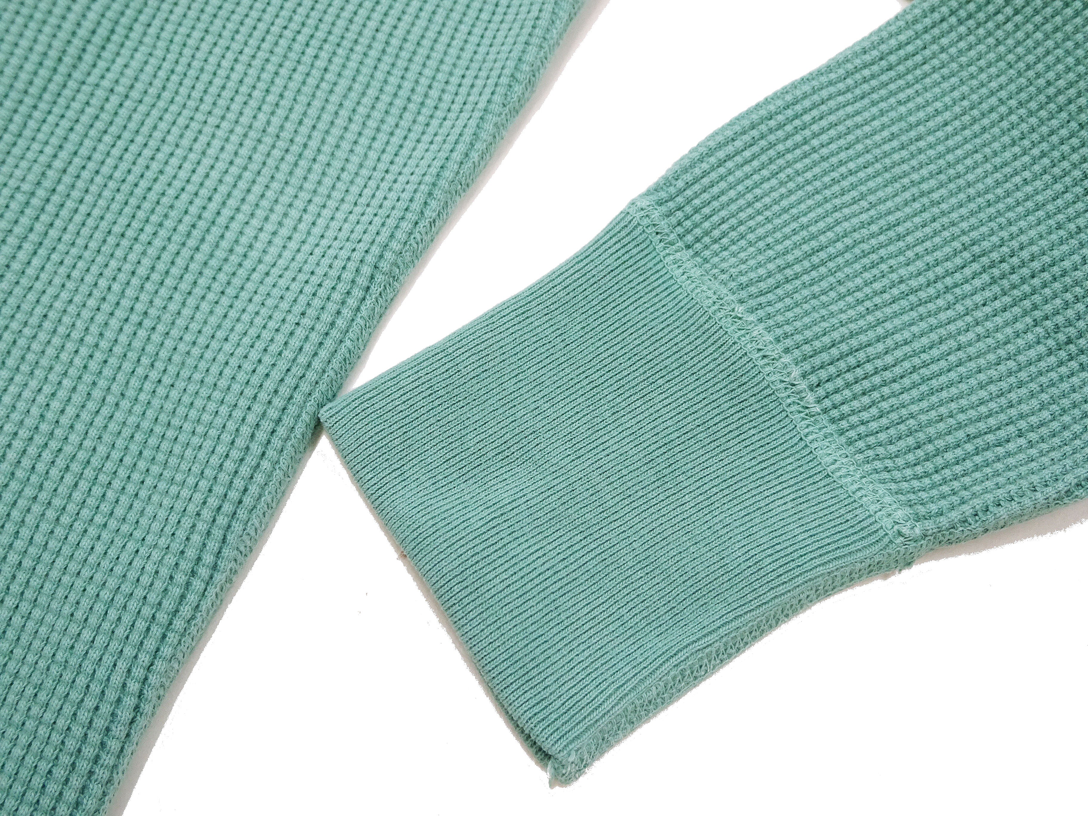 Studio D'Artisan Men's Heavyweight Waffle Knit Thermal Henley Long Sleeve T-Shirt - 100% Cotton, Ribbed Crew Neck Band, Ribbed Cuffs, Raw-edge hem, Made in Japan (SDA 9937) Emerald Green - Image 10