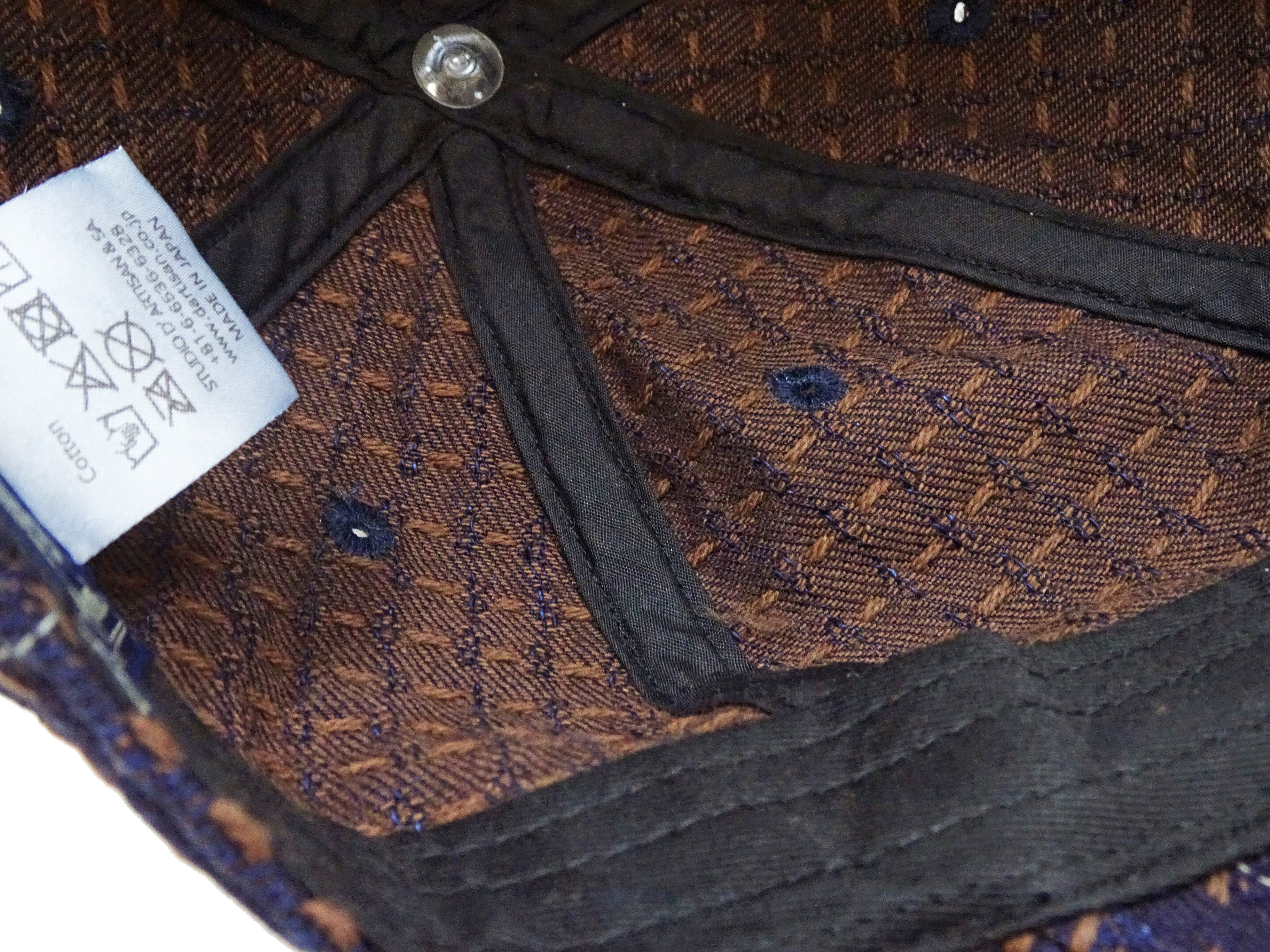 Studio D'Artisan Men's Indigo Denim Baseball Cap with Persimmon-Dyed Sashiko Stitching, Non-Mesh, Pre-Curved Visor, Adjustable Strapback - Made in Japan (SDA D7578) - Image 10