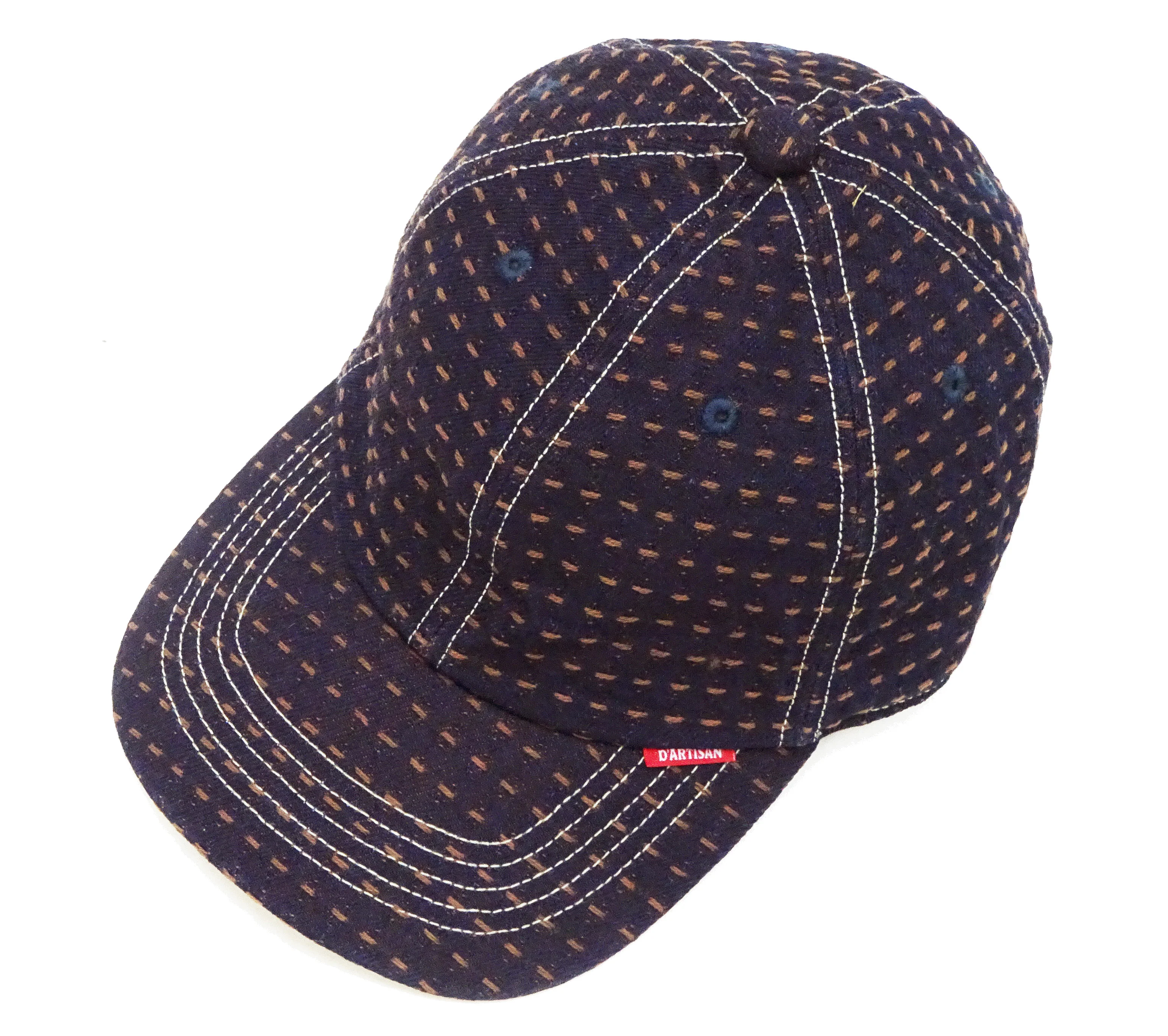 Studio D'Artisan Men's Indigo Denim Baseball Cap with Persimmon-Dyed Sashiko Stitching, Non-Mesh, Pre-Curved Visor, Adjustable Strapback - Made in Japan (SDA D7578) - Image 12