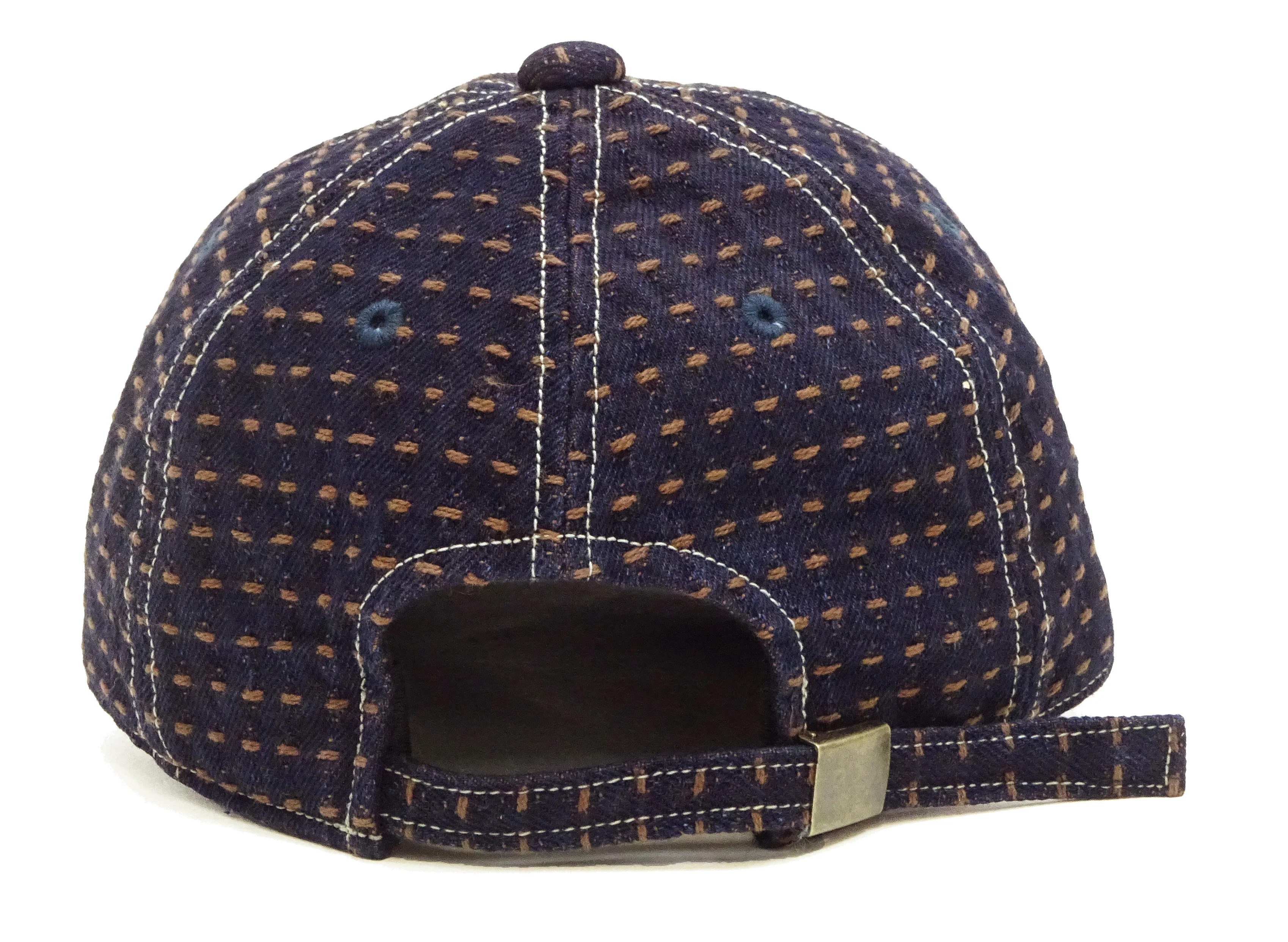 Studio D'Artisan Men's Indigo Denim Baseball Cap with Persimmon-Dyed Sashiko Stitching, Non-Mesh, Pre-Curved Visor, Adjustable Strapback - Made in Japan (SDA D7578) - Image 2