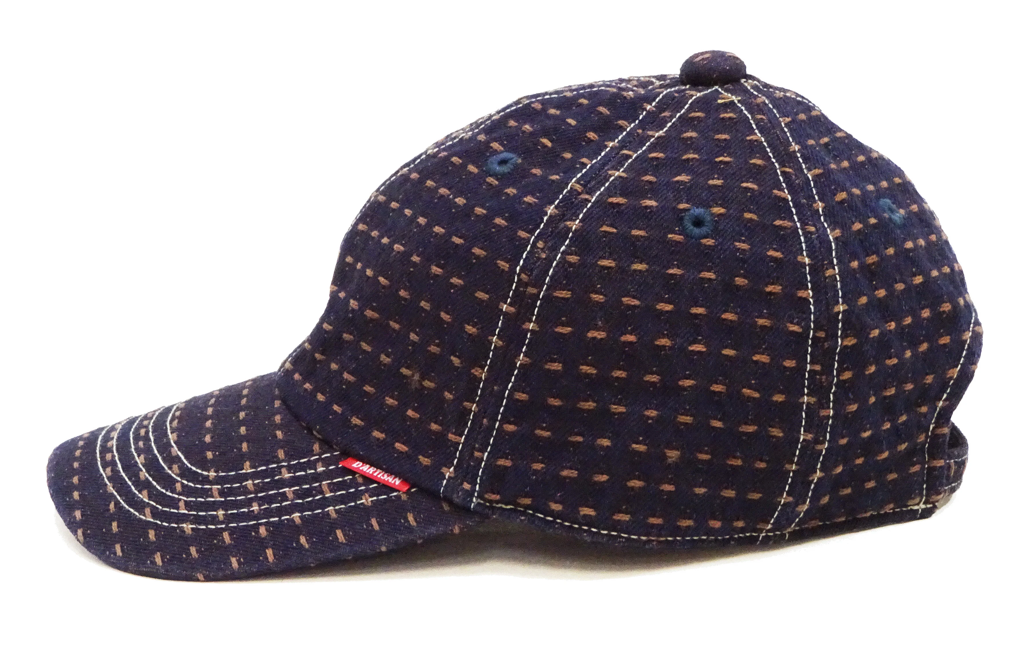 Studio D'Artisan Men's Indigo Denim Baseball Cap with Persimmon-Dyed Sashiko Stitching, Non-Mesh, Pre-Curved Visor, Adjustable Strapback - Made in Japan (SDA D7578) - Image 3