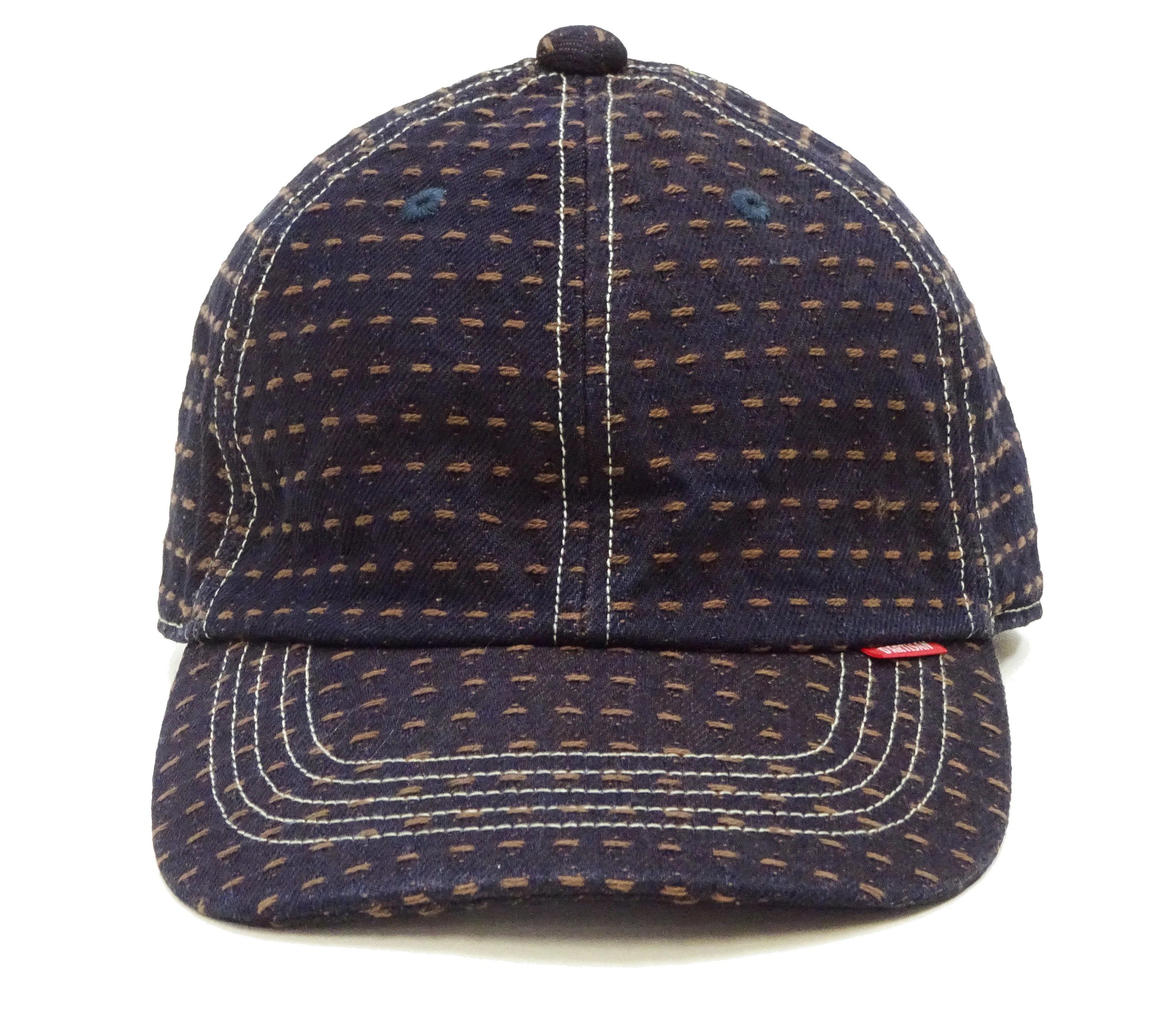 Studio D'Artisan Men's Indigo Denim Baseball Cap with Persimmon-Dyed Sashiko Stitching, Non-Mesh, Pre-Curved Visor, Adjustable Strapback - Made in Japan (SDA D7578) - Image 5