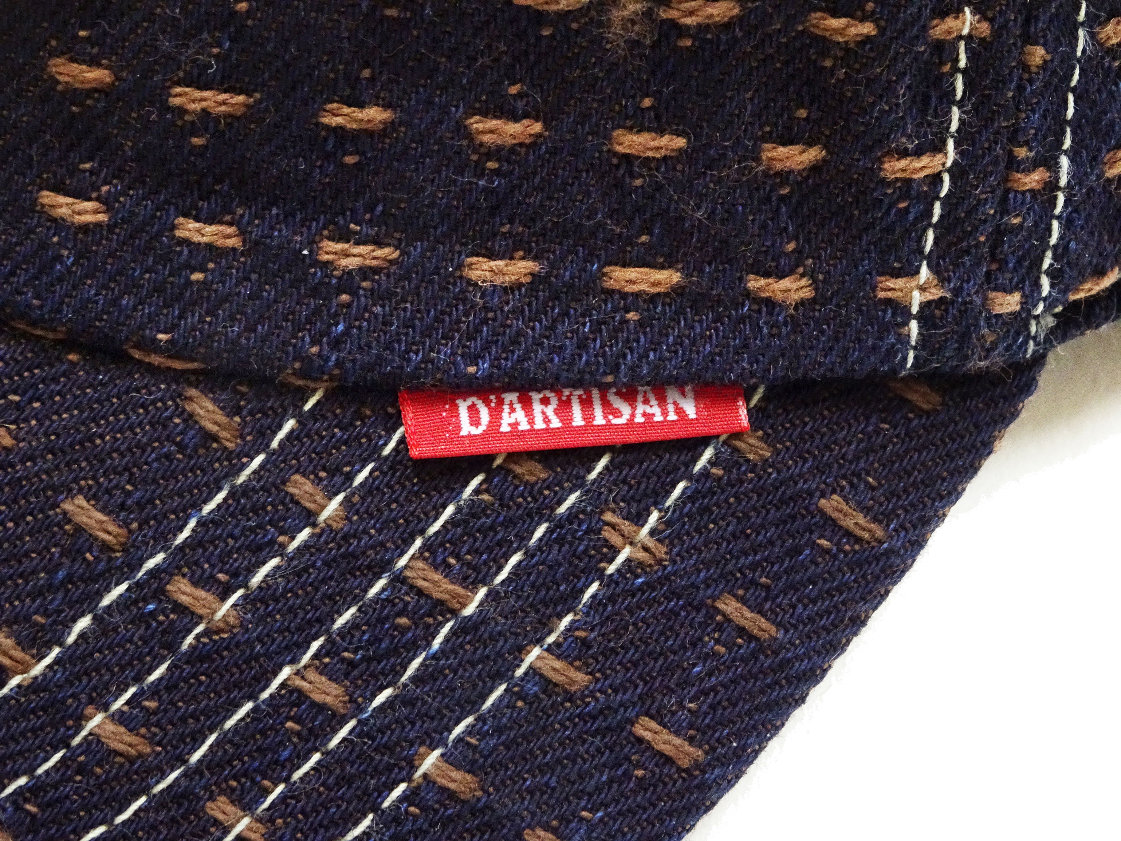 Studio D'Artisan Men's Indigo Denim Baseball Cap with Persimmon-Dyed Sashiko Stitching, Non-Mesh, Pre-Curved Visor, Adjustable Strapback - Made in Japan (SDA D7578) - Image 7