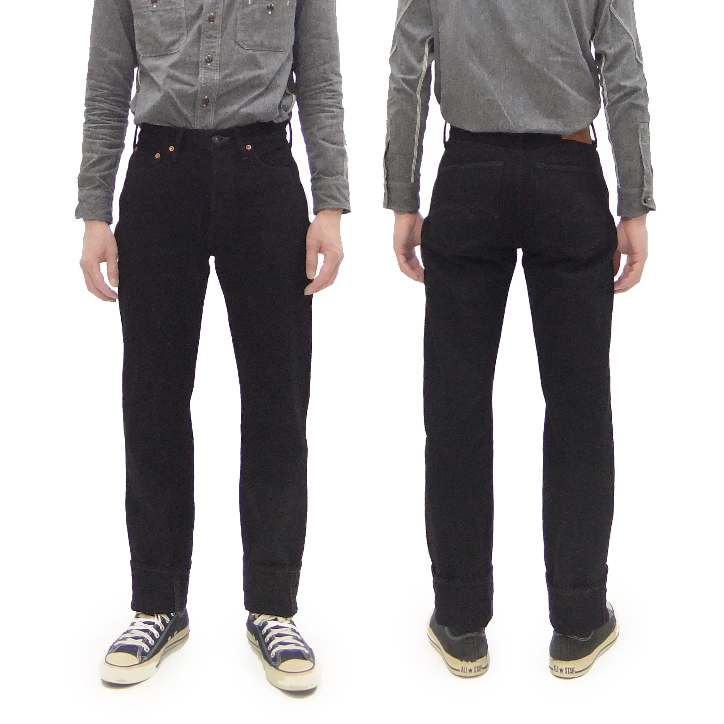 Studio D'artisan Mud-Dyed Black Denim Jeans Men's Regular Straight Fit Button-Fly 18oz. Amami Dorozome Selvedge Denim Pants SP-120 One-Wash - Image 5