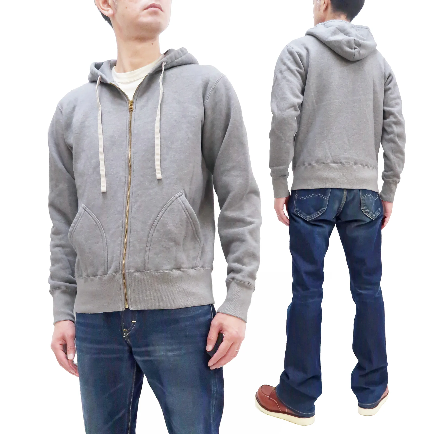 Studio D'artisan Plain Hoodie Men's Solid Zip-Up Hooded Sweatshirt 8087M Heather-Grey - Image 5