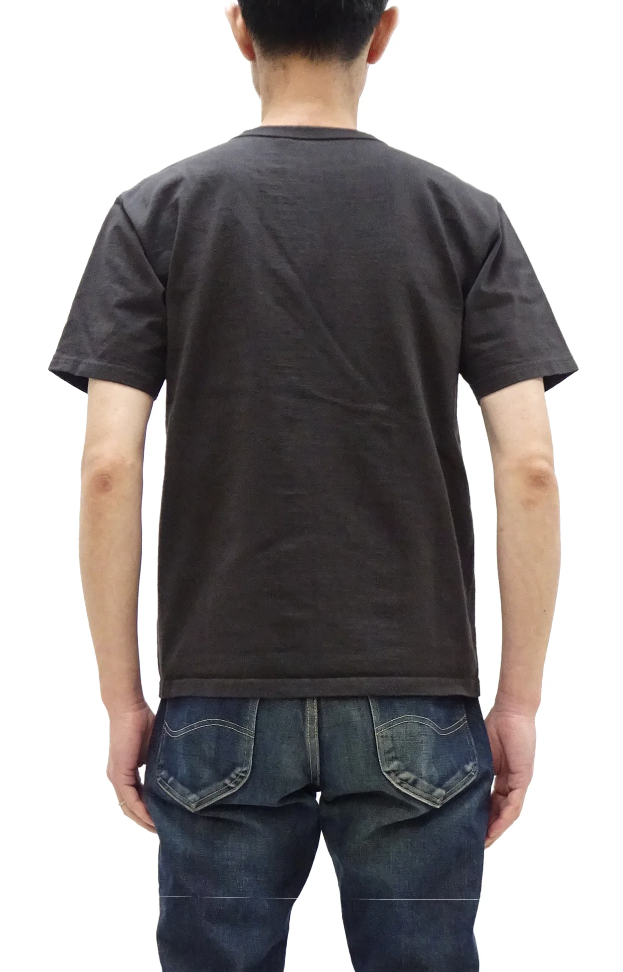 Studio D'artisan Plain T-Shirt Made from Heavyweight Loopwheeled Jersey Fabric Men's Tsuri-Ami Short Sleeve Tee 9913 Charcoal Black (Faded Black) - Image 4