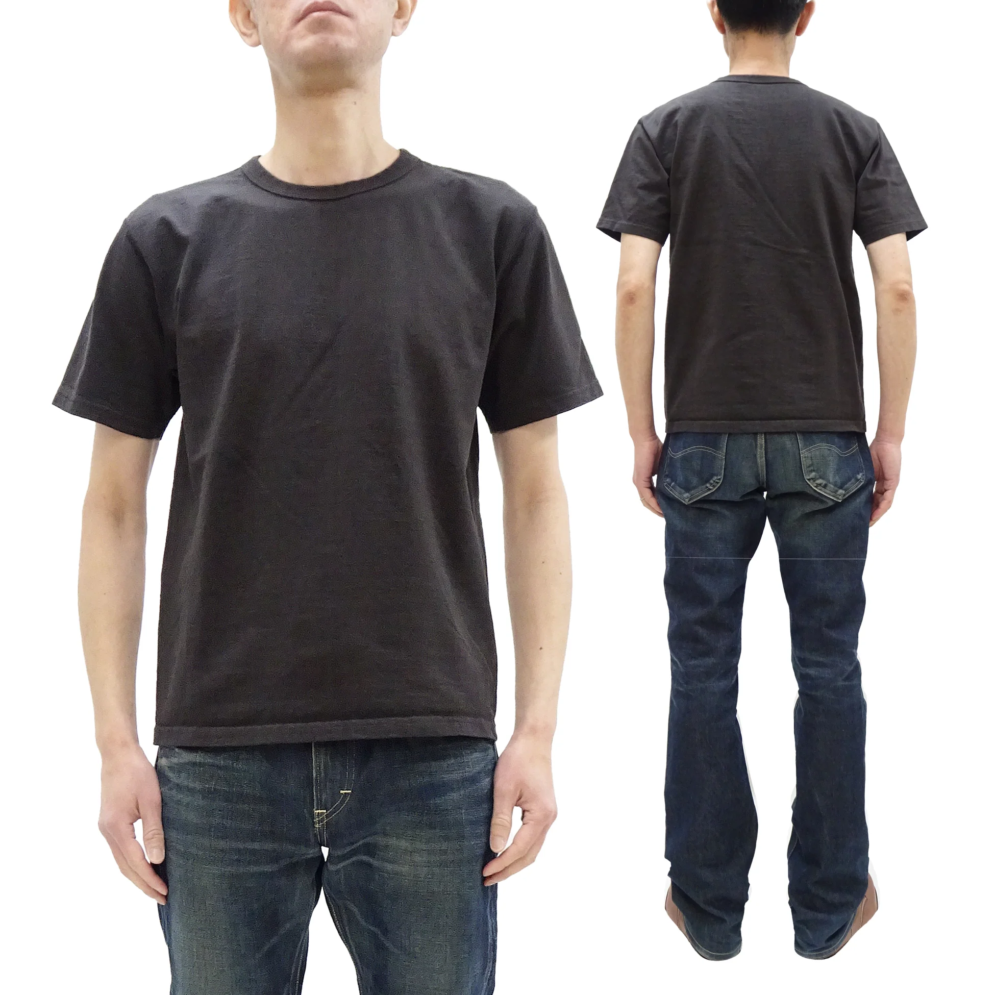 Studio D'artisan Plain T-Shirt Made from Heavyweight Loopwheeled Jersey Fabric Men's Tsuri-Ami Short Sleeve Tee 9913 Charcoal Black (Faded Black) - Image 5