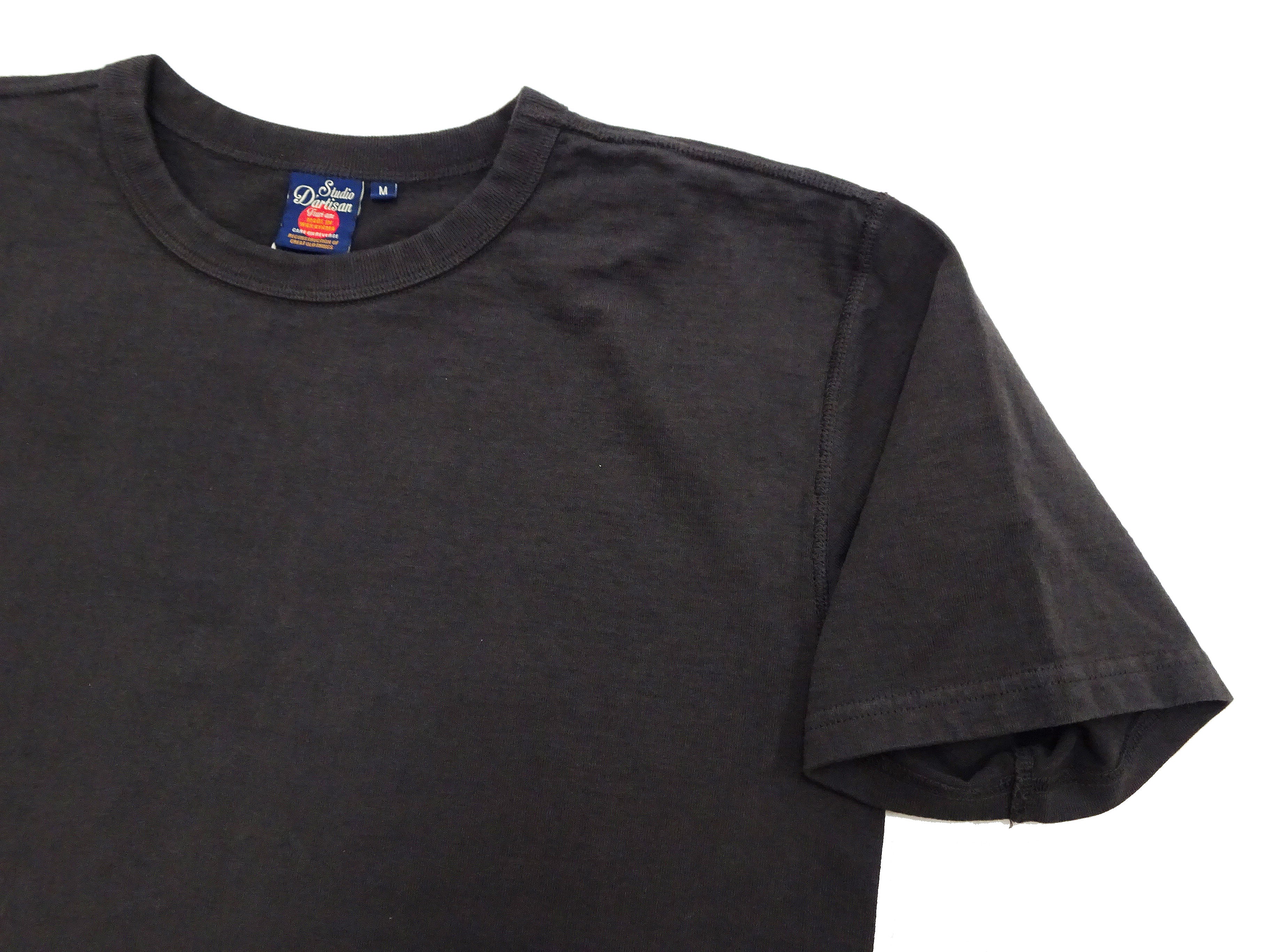 Studio D'artisan Plain T-Shirt Made from Heavyweight Loopwheeled Jersey Fabric Men's Tsuri-Ami Short Sleeve Tee 9913 Charcoal Black (Faded Black) - Image 7