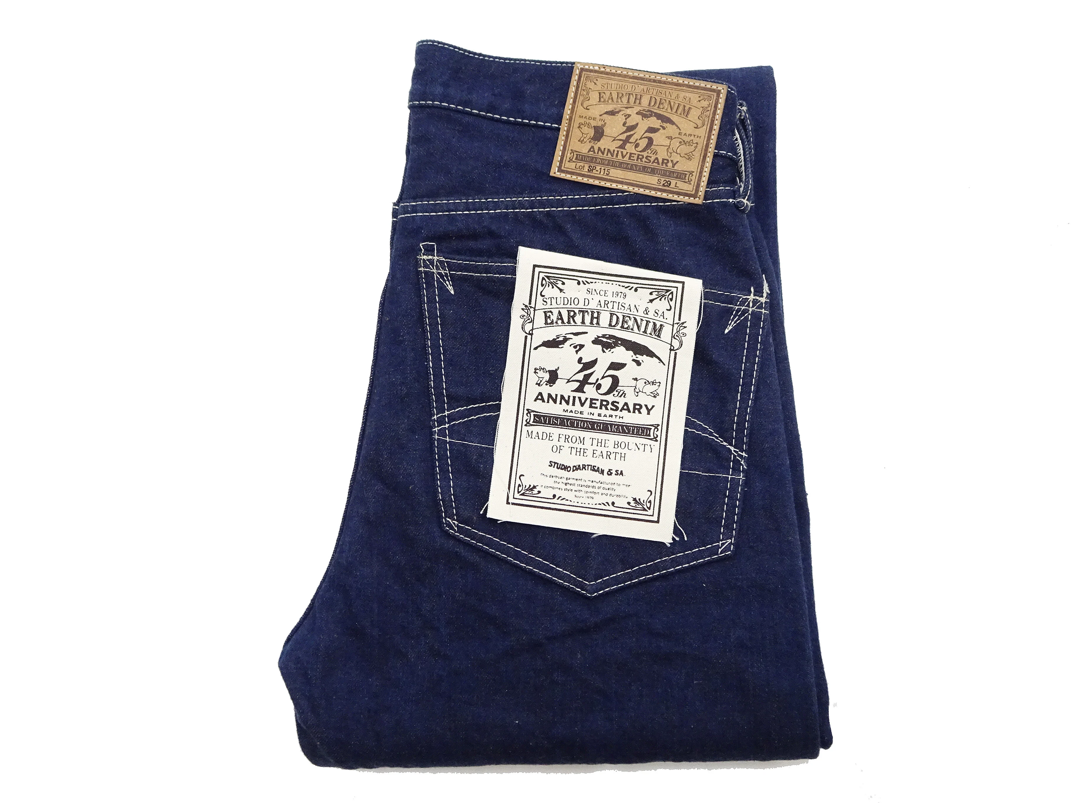 Studio D'artisan Tapered Jeans Men's 15oz. Organic Cotton Indigo Denim Jean Pants SDA SP-115 EARTH DENIM JEANS One-Wash - Image 17