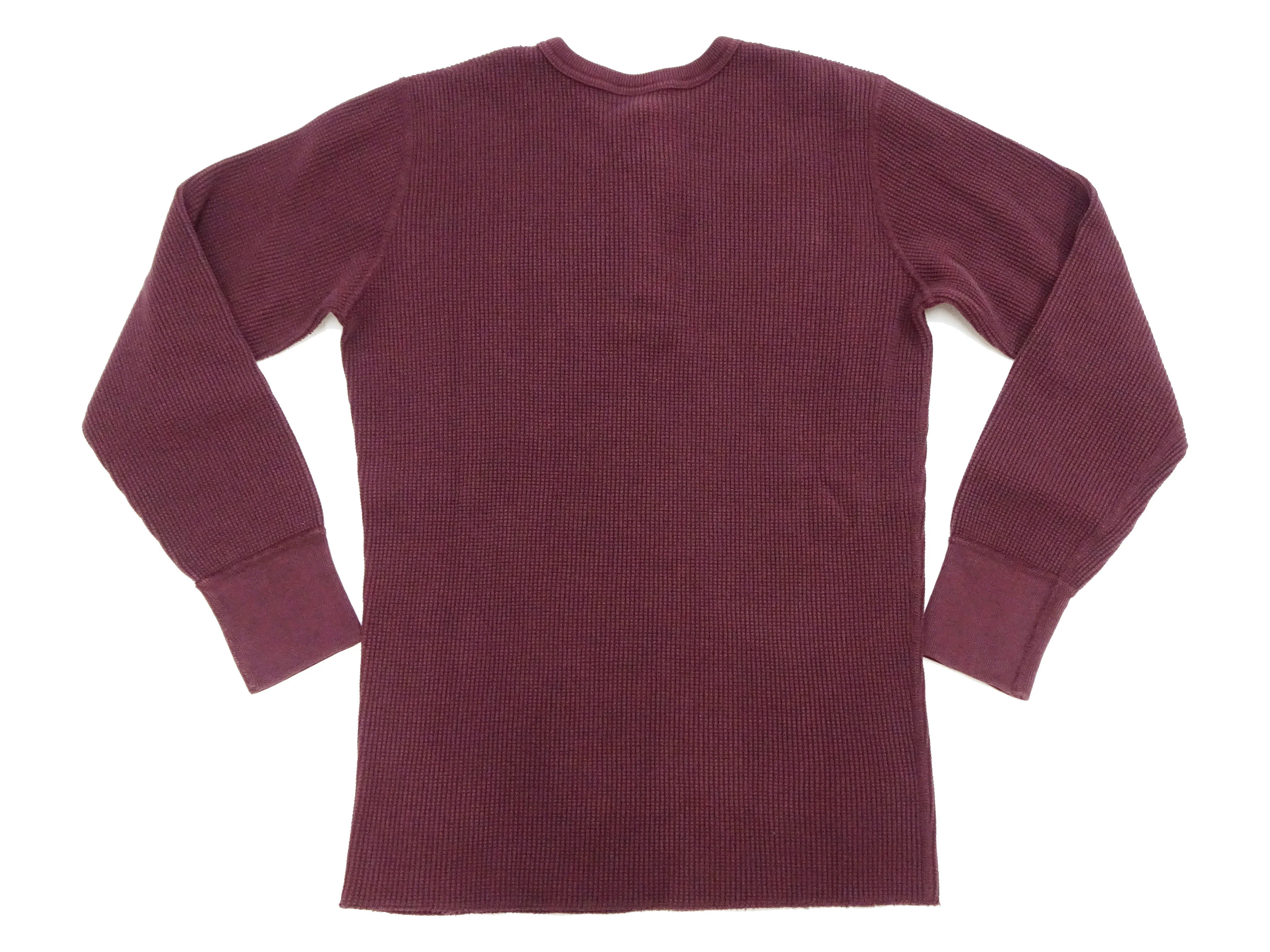 Studio D'Artisan Men's Heavyweight Waffle Knit Thermal Henley Long Sleeve T-Shirt - 100% Cotton, Ribbed Crew Neck Band, Ribbed Cuffs, Raw-edge hem, Made in Japan (SDA 9937) Burgundy - Image 7
