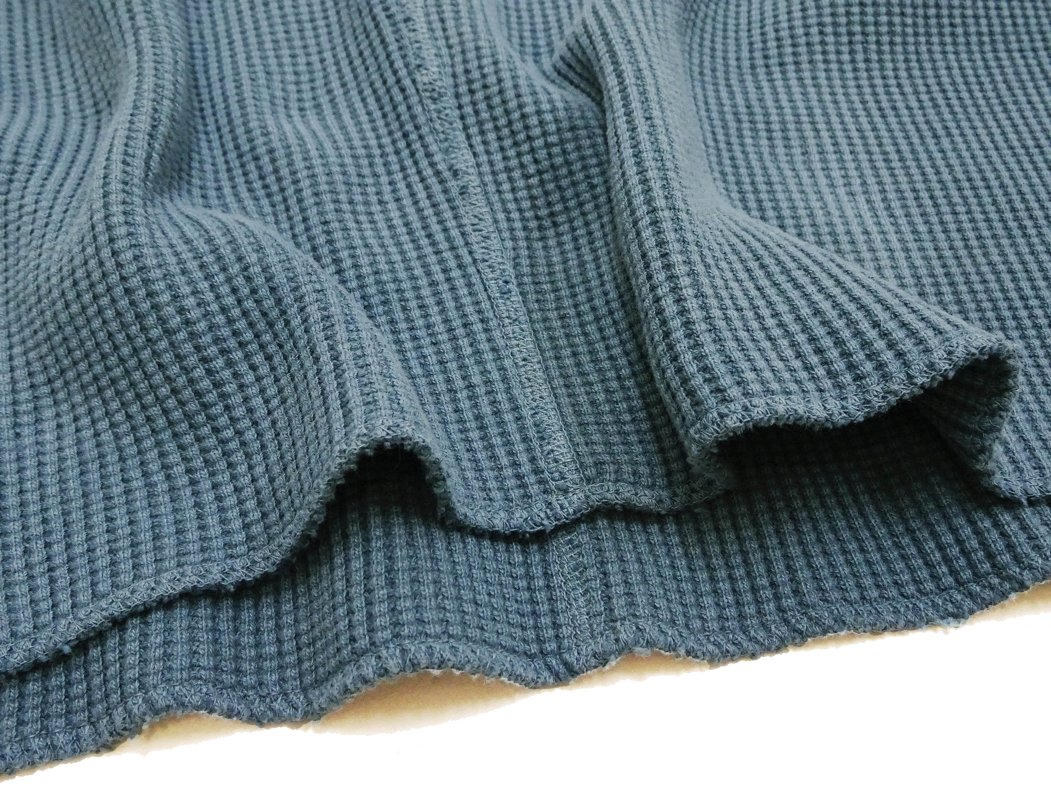 Studio D'Artisan Men's Heavyweight Waffle Knit Thermal Henley Long Sleeve T-Shirt - 100% Cotton, Ribbed Crew Neck Band, Ribbed Cuffs, Raw-edge hem, Made in Japan (SDA 9937) Faded-Blue - Image 10