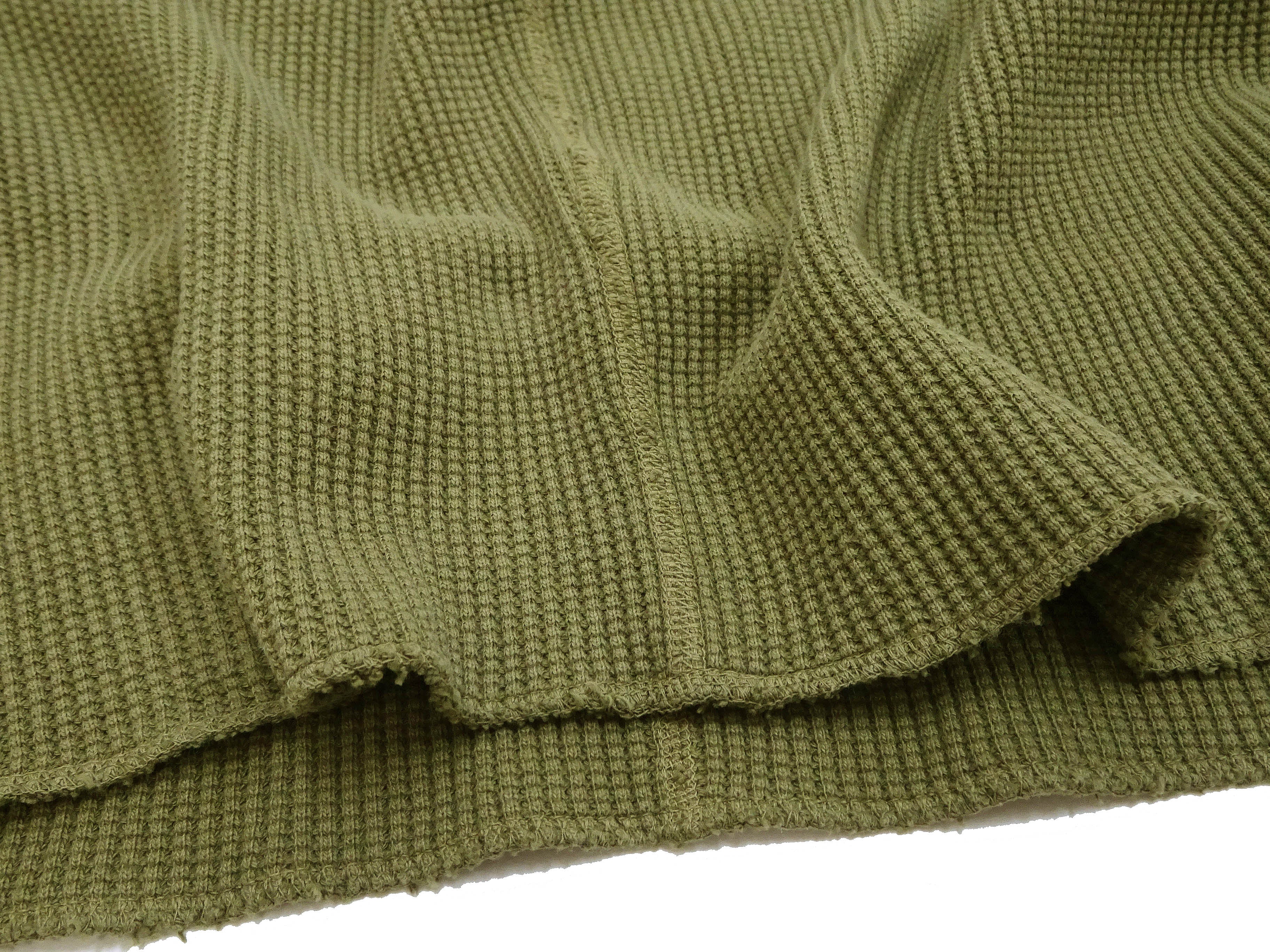 Studio D'Artisan Men's Heavyweight Waffle Knit Thermal Henley Long Sleeve T-Shirt - 100% Cotton, Ribbed Crew Neck Band, Ribbed Cuffs, Raw-edge hem, Made in Japan (SDA 9937) Khaki - Image 10