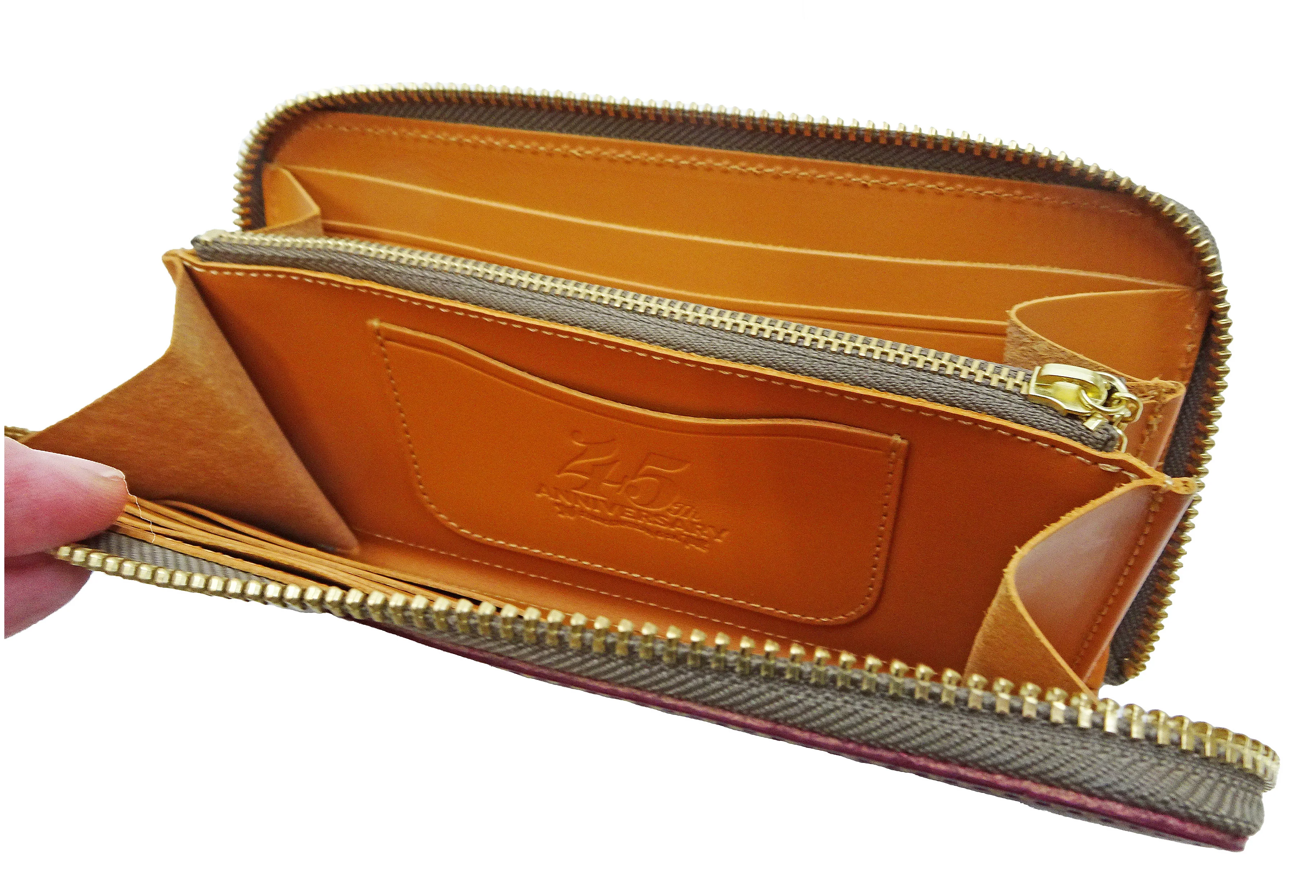 Studio D'artisan Wallet Men's Casual Natural Plant Dyed Leather Wallet Zip Around Long Wallet SP-097 Earth-Colored Red - Image 10