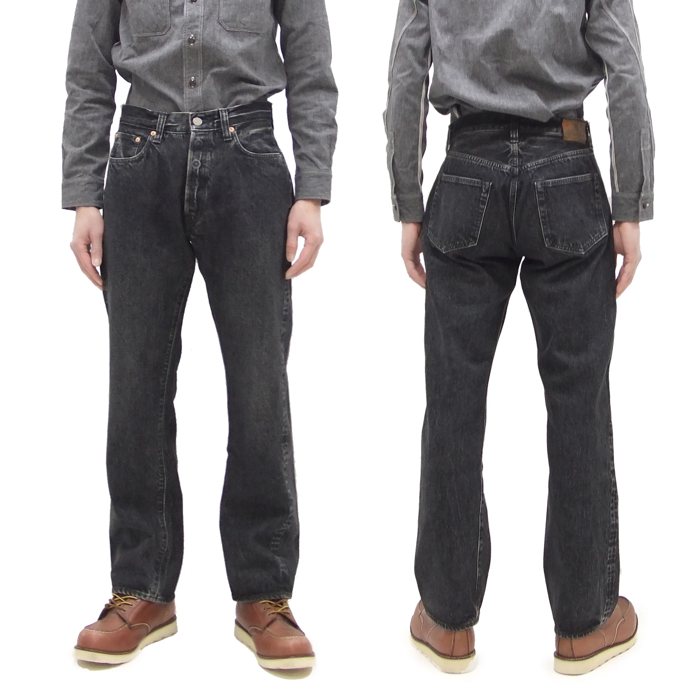 Sugar Cane Black Denim Jeans SC42460H Men's Classic Regular Straight Fit 14.25 oz. Pre-Aged Black Denim Pants 1947 Model - Image 5