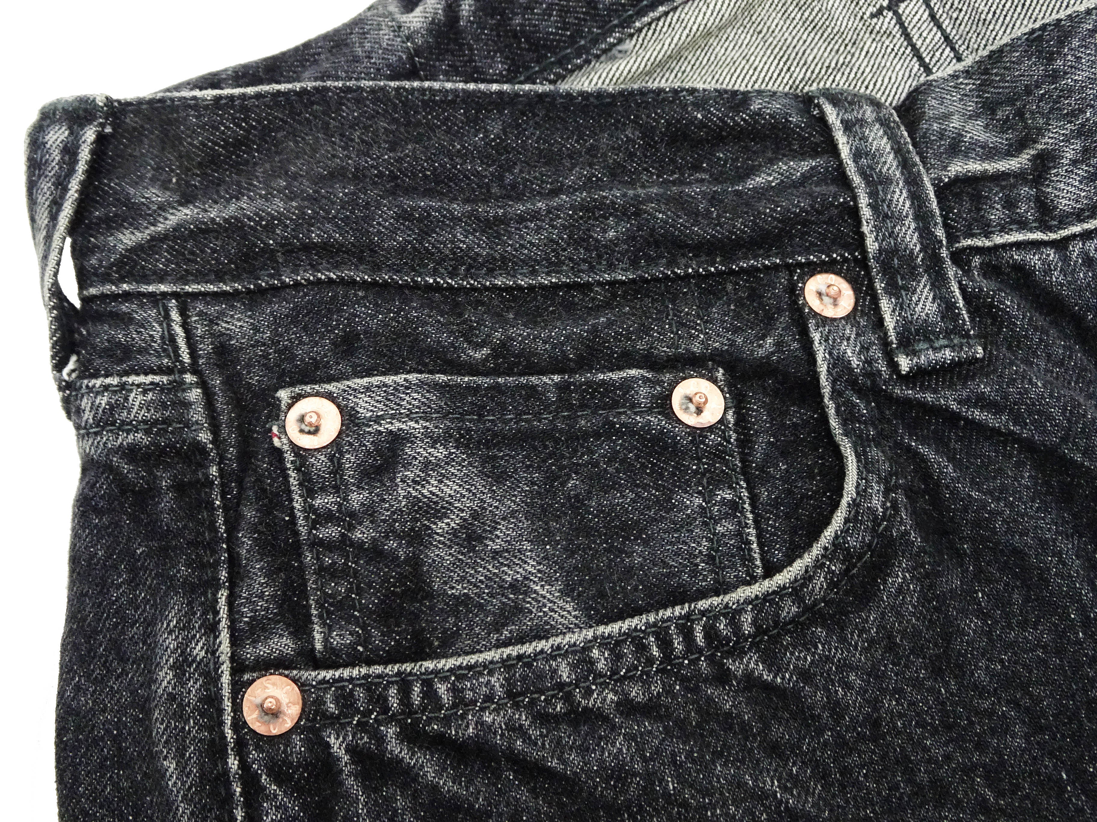 Sugar Cane Black Denim Jeans SC42460H Men's Classic Regular Straight Fit 14.25 oz. Pre-Aged Black Denim Pants 1947 Model - Image 9