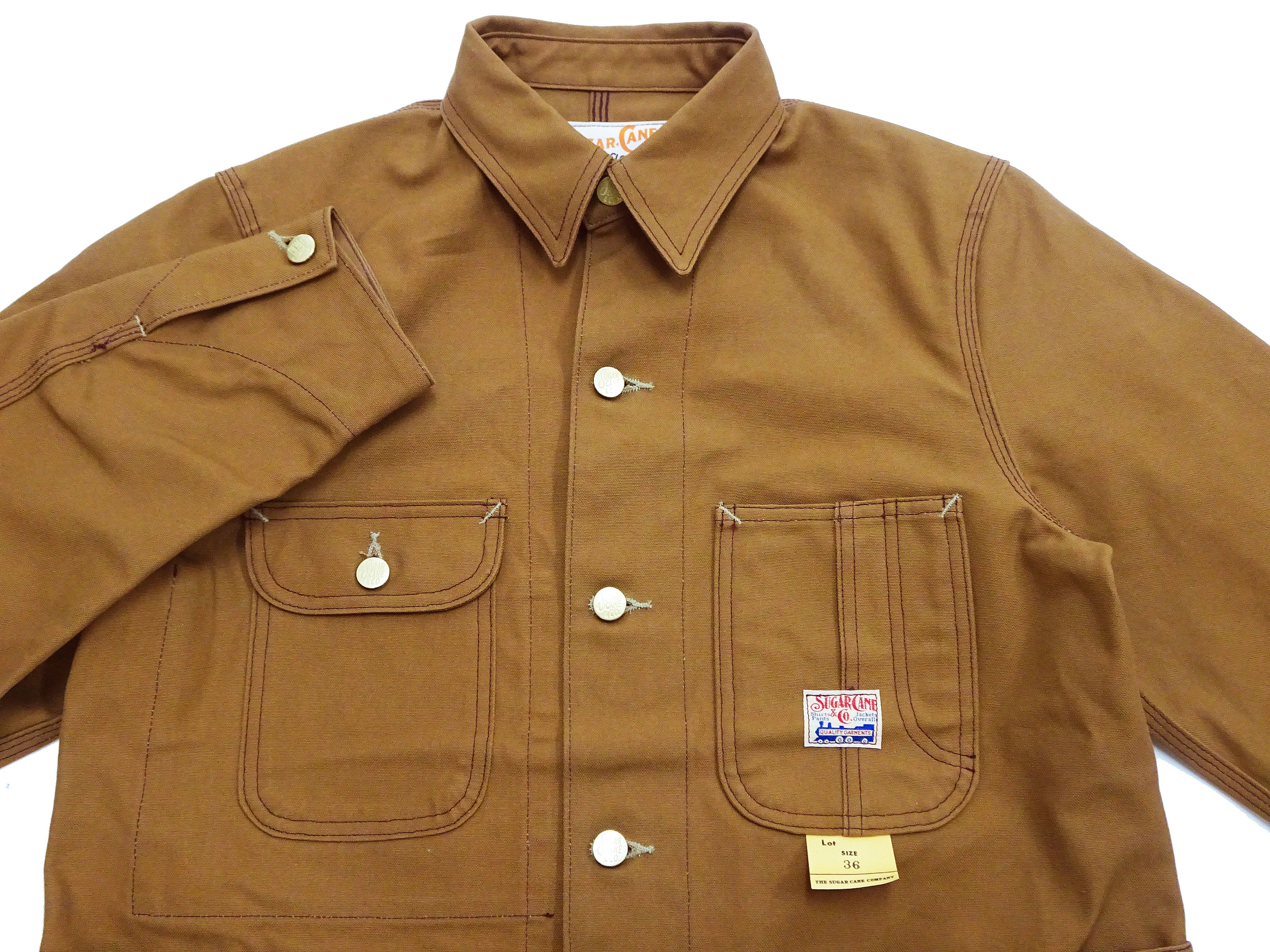 Sugar Cane Brown Duck Canvas Jacket SC15657 Men's Casual 13oz. Work Coat Chore Coat One-Wash - Image 8