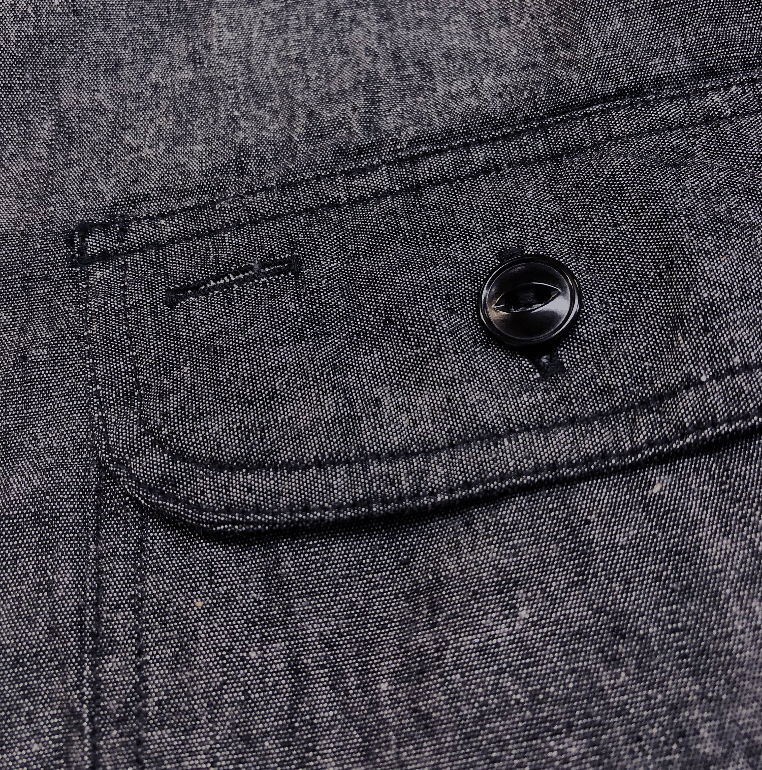 Sugar Cane Chambray Shirt Men's Lightweight Long Sleeve Button Up Plain Work Shirt SC29159 411 Black - Image 9