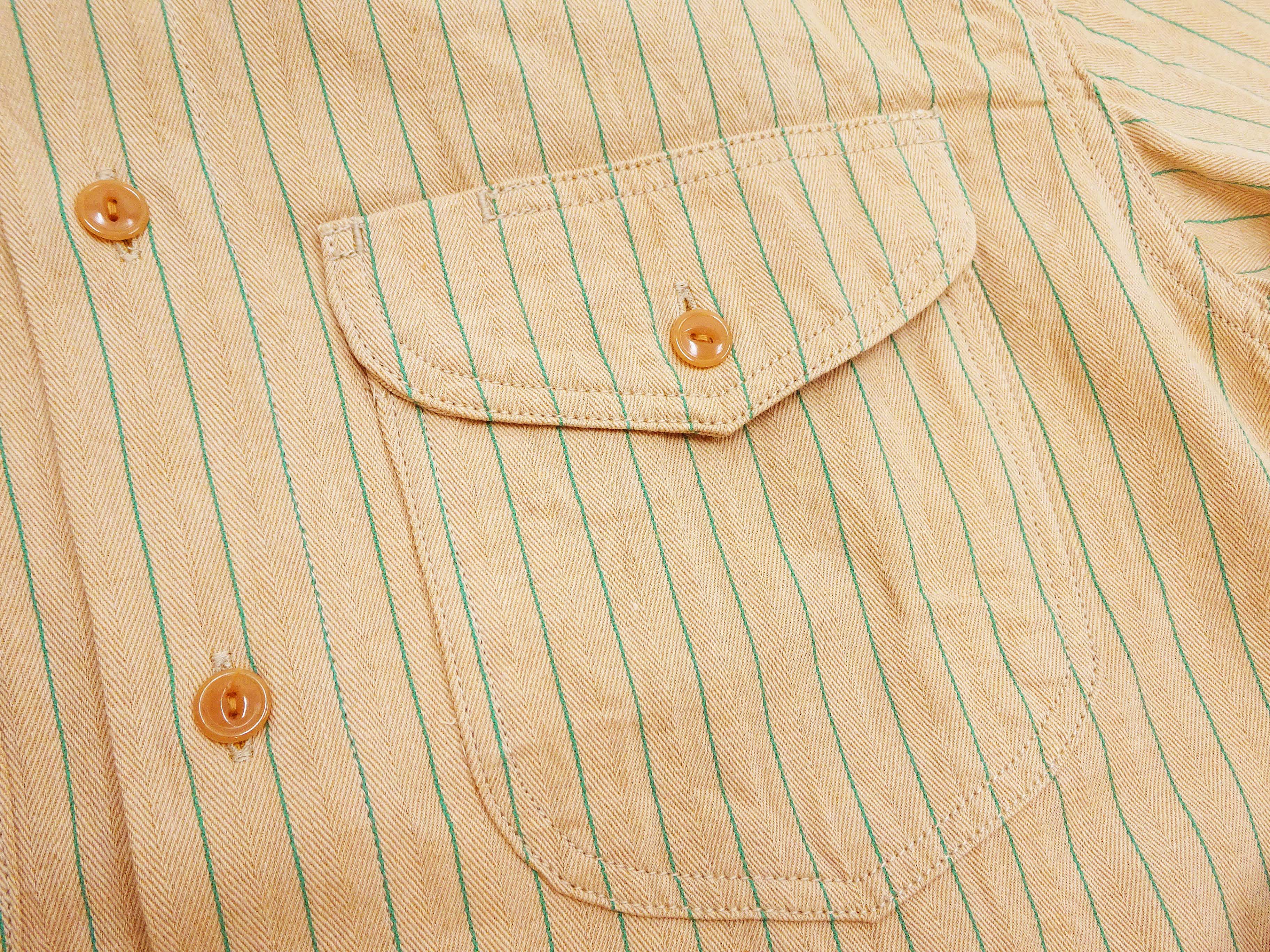 Sugar Cane Coke Stripe Work Shirt - Men's Casual Short Sleeve Pinstripe Button Up Shirt SC38699 133 Beige - Image 9