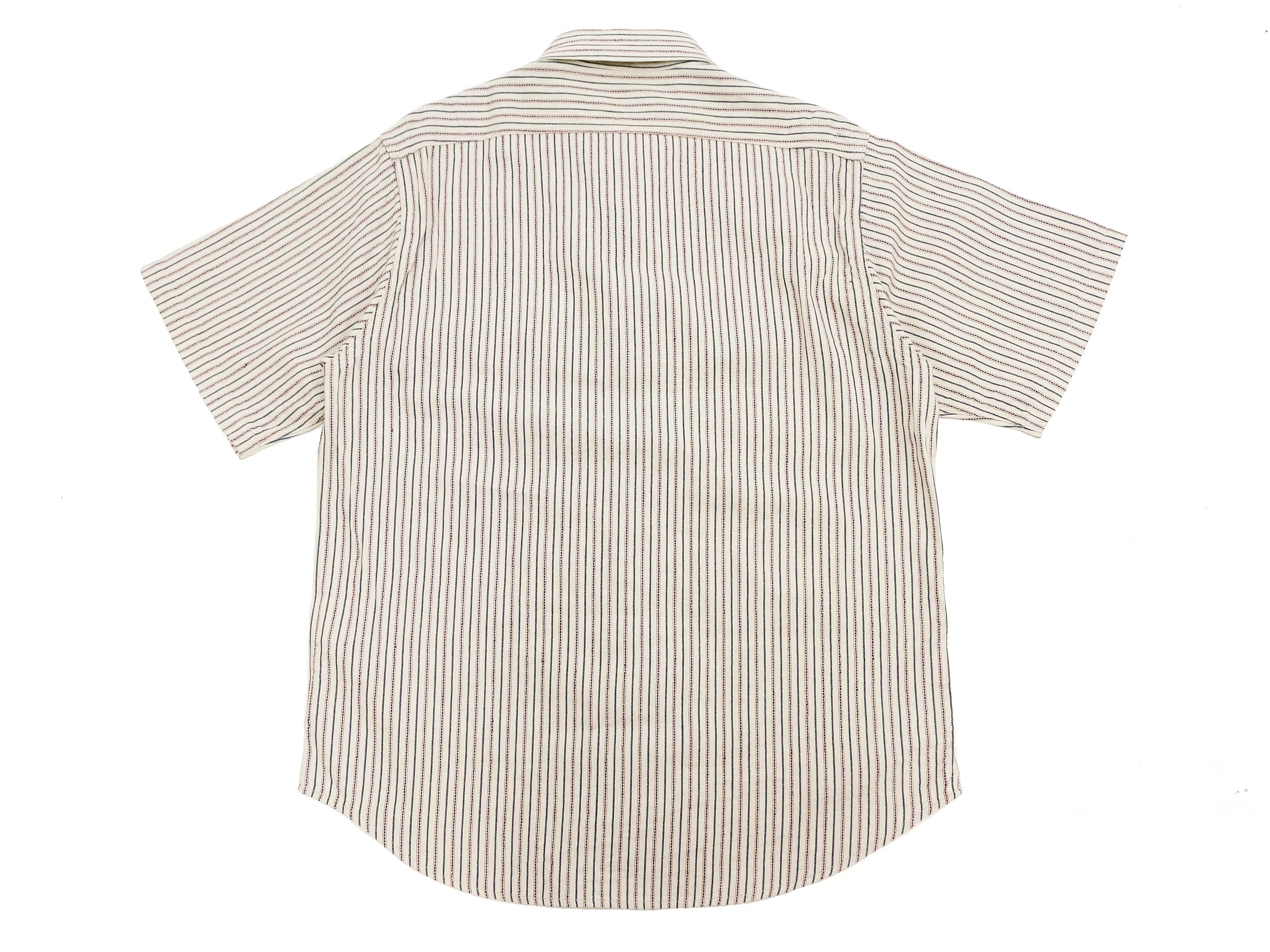 Sugar Cane Cotton Dobby Stripe Shirt Men's Casual Short Sleeve Button Up Work Shirt Vertical Multi-Striped Pattern SC39306 105 Off-White - Image 12