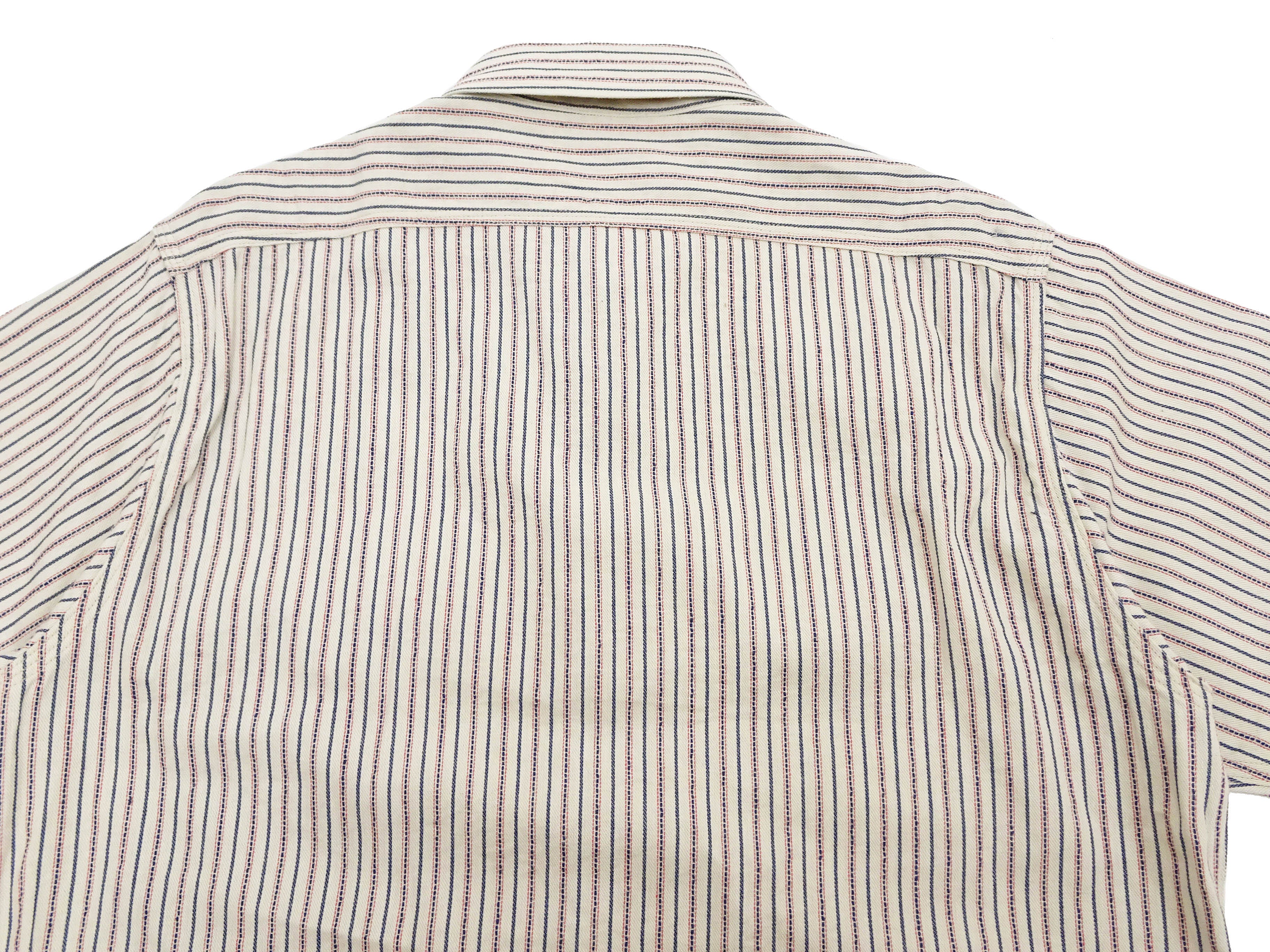 Sugar Cane Cotton Dobby Stripe Shirt Men's Casual Short Sleeve Button Up Work Shirt Vertical Multi-Striped Pattern SC39306 105 Off-White - Image 13