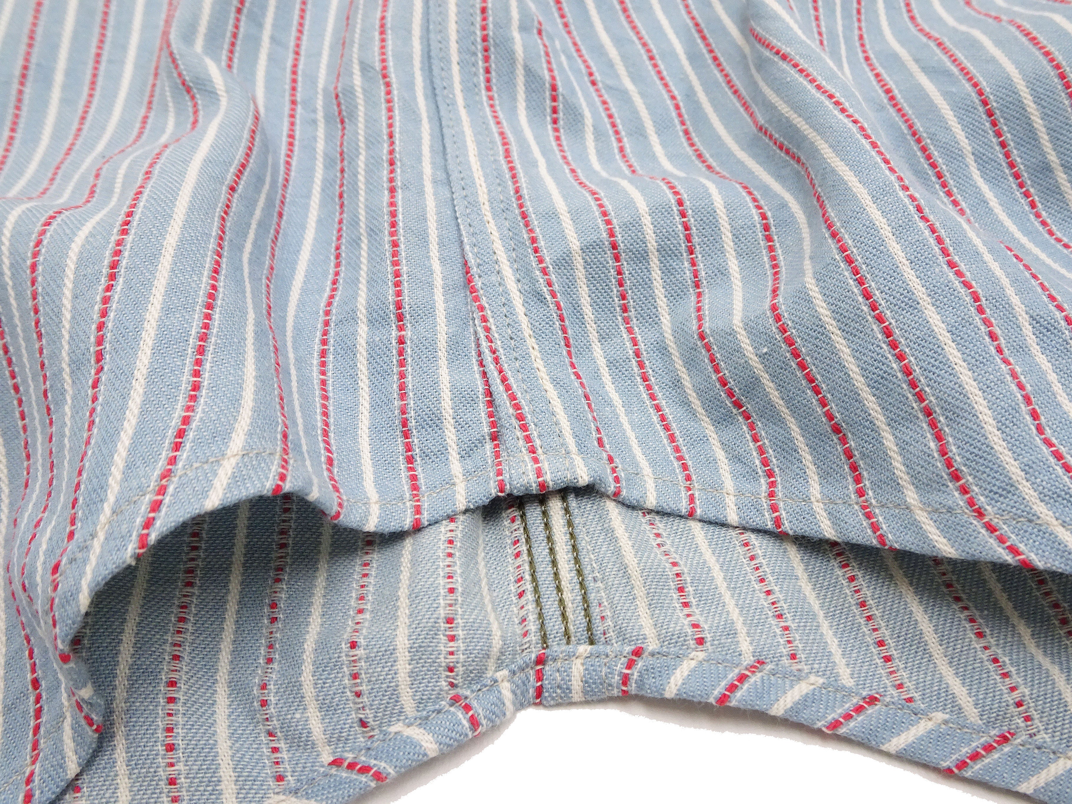 Sugar Cane Cotton Dobby Stripe Shirt Men's Casual Short Sleeve Button Up Work Shirt Vertical Multi-Striped Pattern SC39306 125 Blue - Image 11