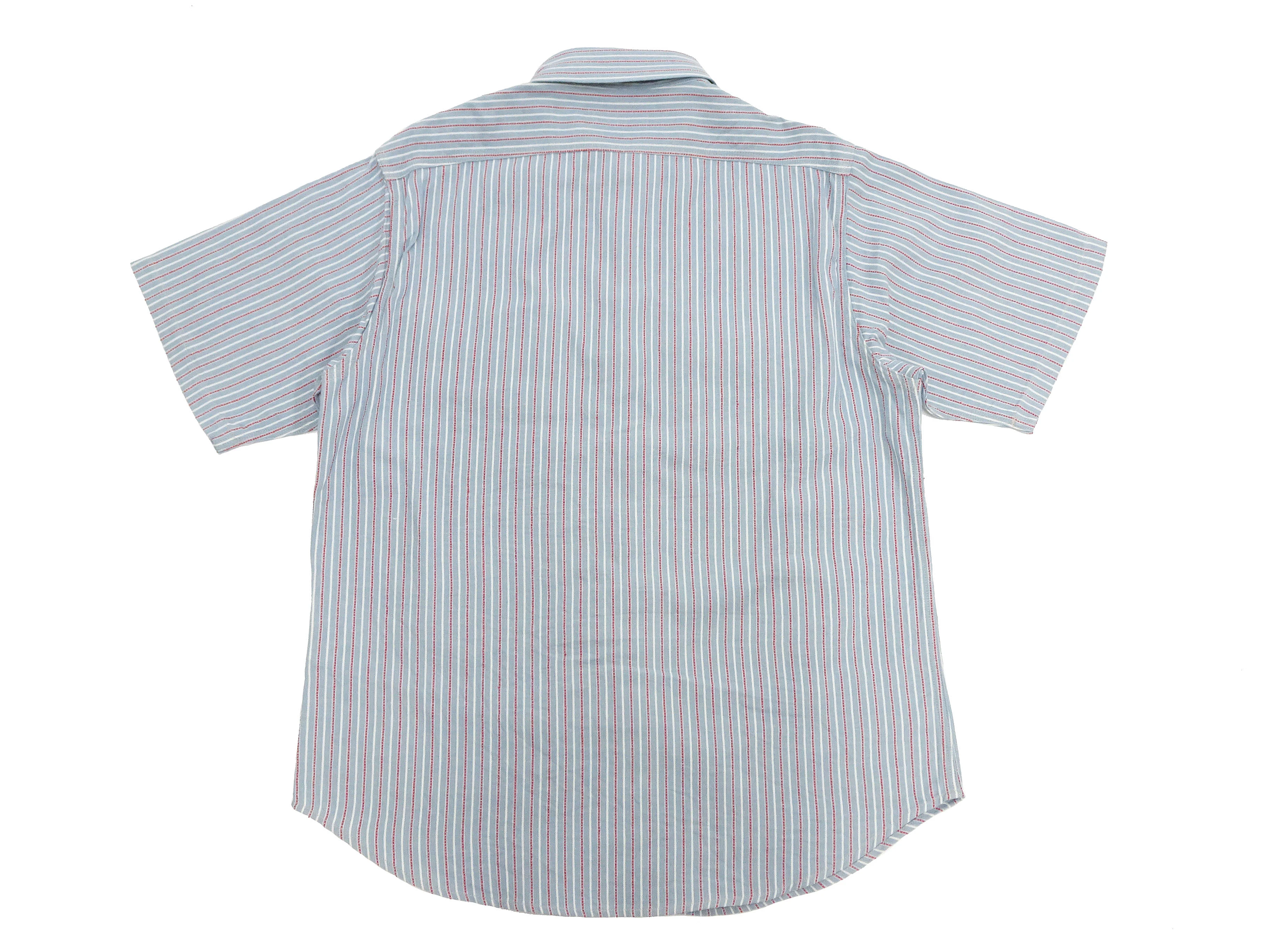 Sugar Cane Cotton Dobby Stripe Shirt Men's Casual Short Sleeve Button Up Work Shirt Vertical Multi-Striped Pattern SC39306 125 Blue - Image 12