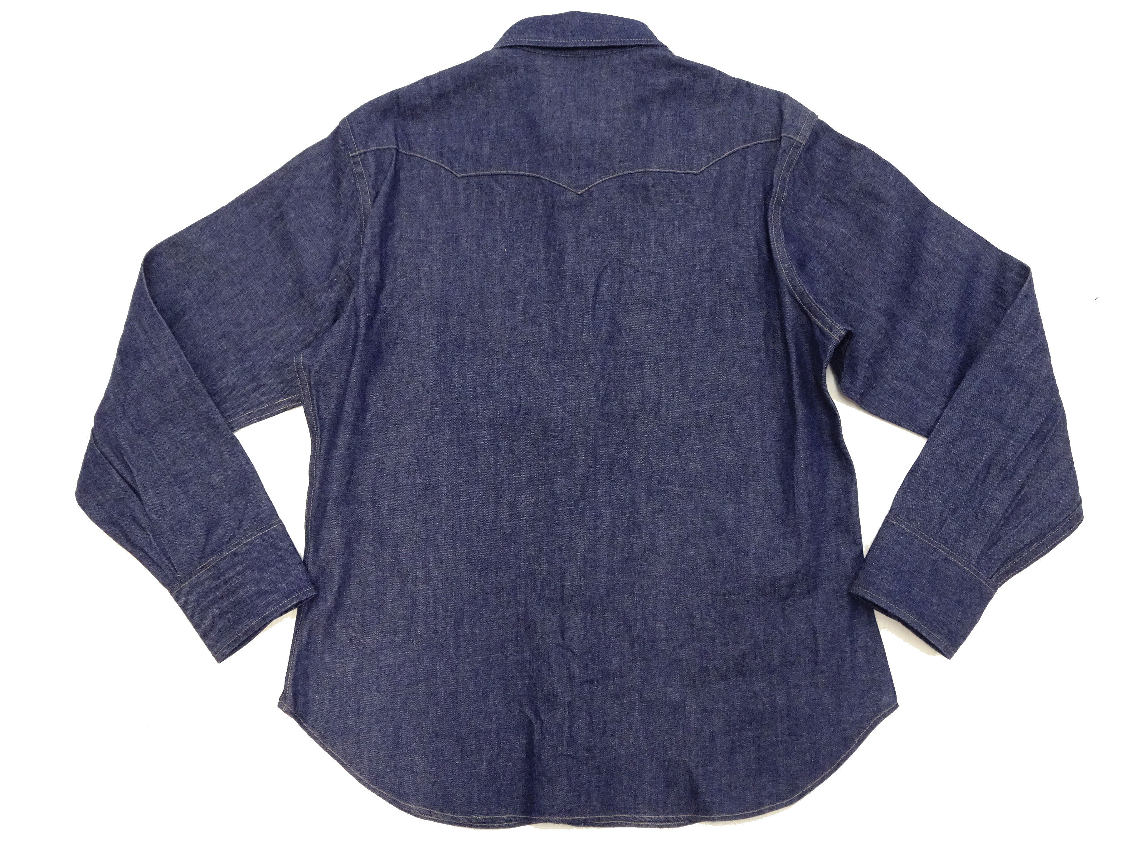 Sugar Cane Denim Shirt Men's Casual Long Sleeve Button Up Plain Jean Western Shirt SC28190 421 Blue Indigo One Wash - Image 16