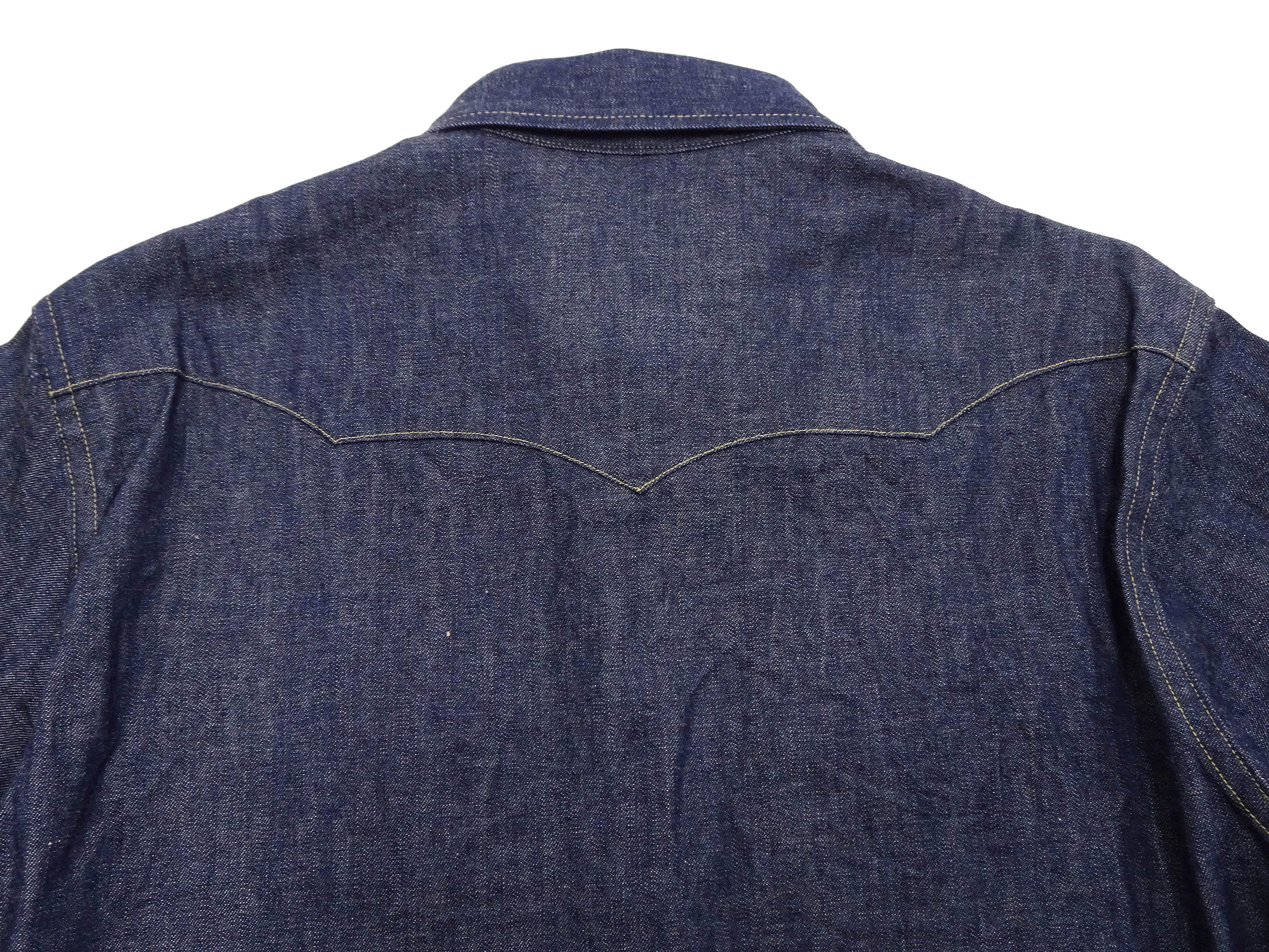 Sugar Cane Denim Shirt Men's Casual Long Sleeve Button Up Plain Jean Western Shirt SC28190 421 Blue Indigo One Wash - Image 17
