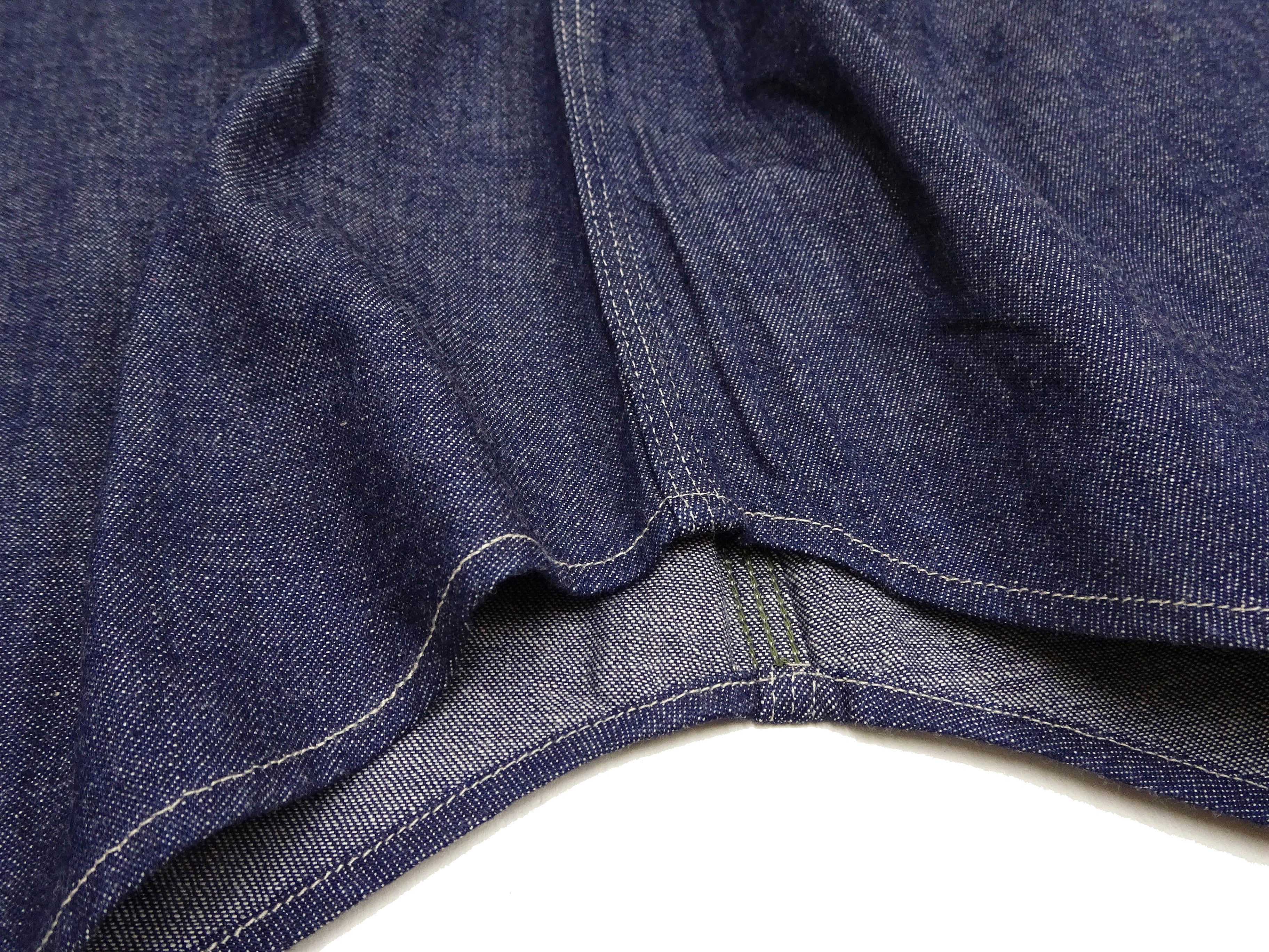 Sugar Cane Denim Shirt Men's Long Sleeve Button Up Plain Jean Work Shirt SC27852 421 Indigo One Wash - Image 10