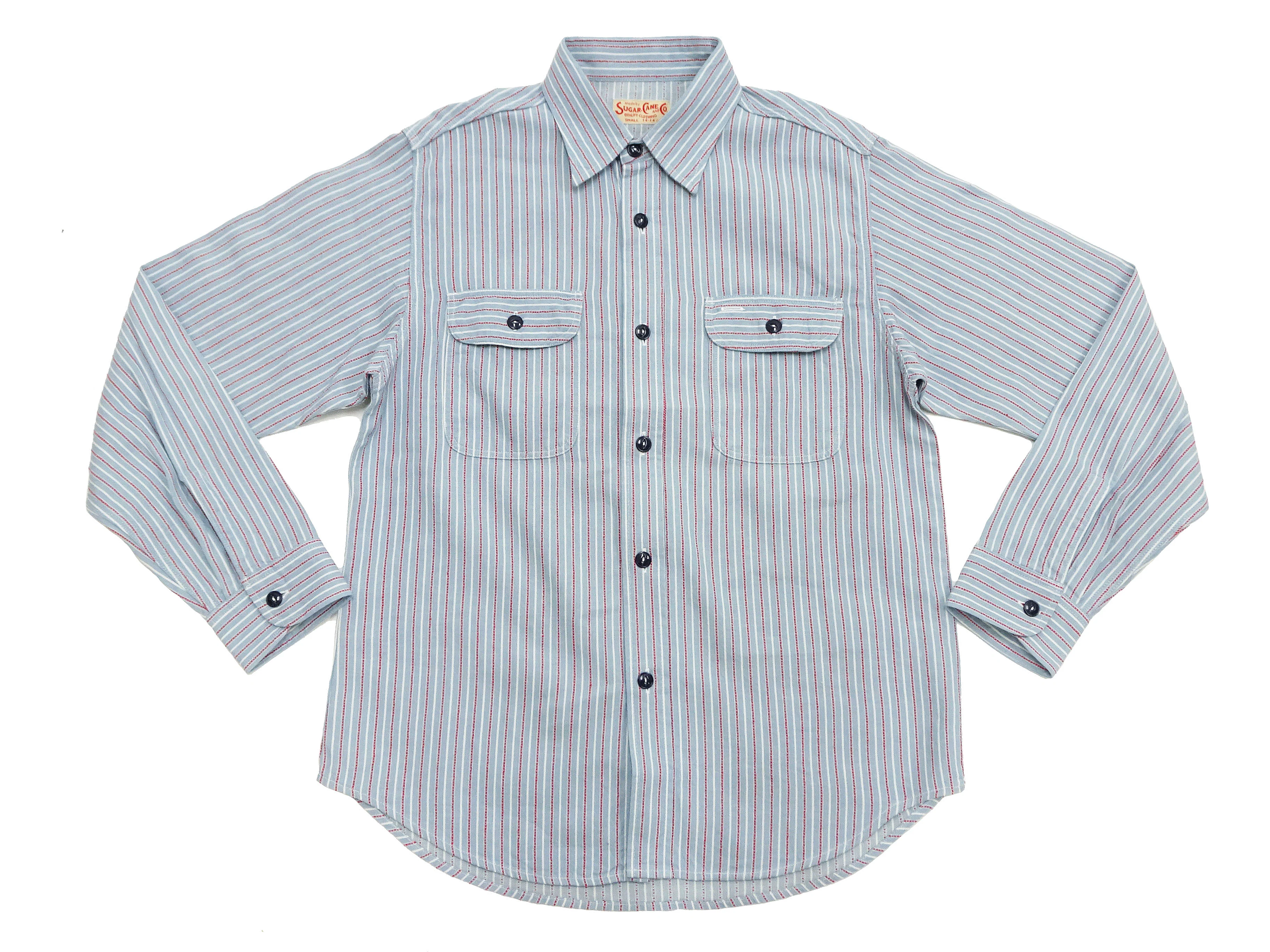 Sugar Cane Dobby Stripe Shirt Men's Mediumweight Long Sleeve Button Up Work Shirt SC29146 125 Blue - Image 6