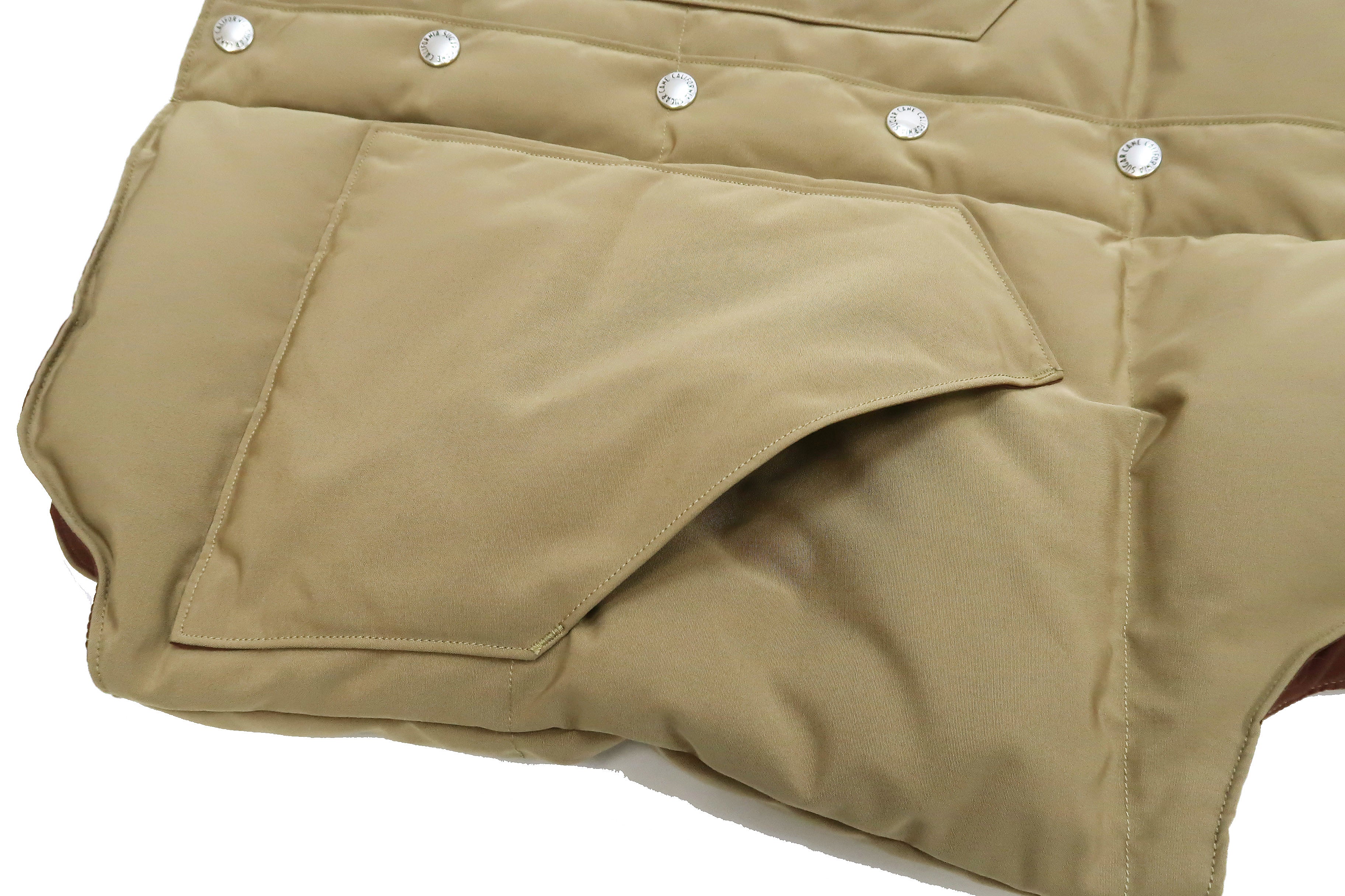 Sugar Cane Down Vest with Leather Yoke Panel Men's Winter Outerwear Vest SC15222 133 Beige/Brown - Image 12