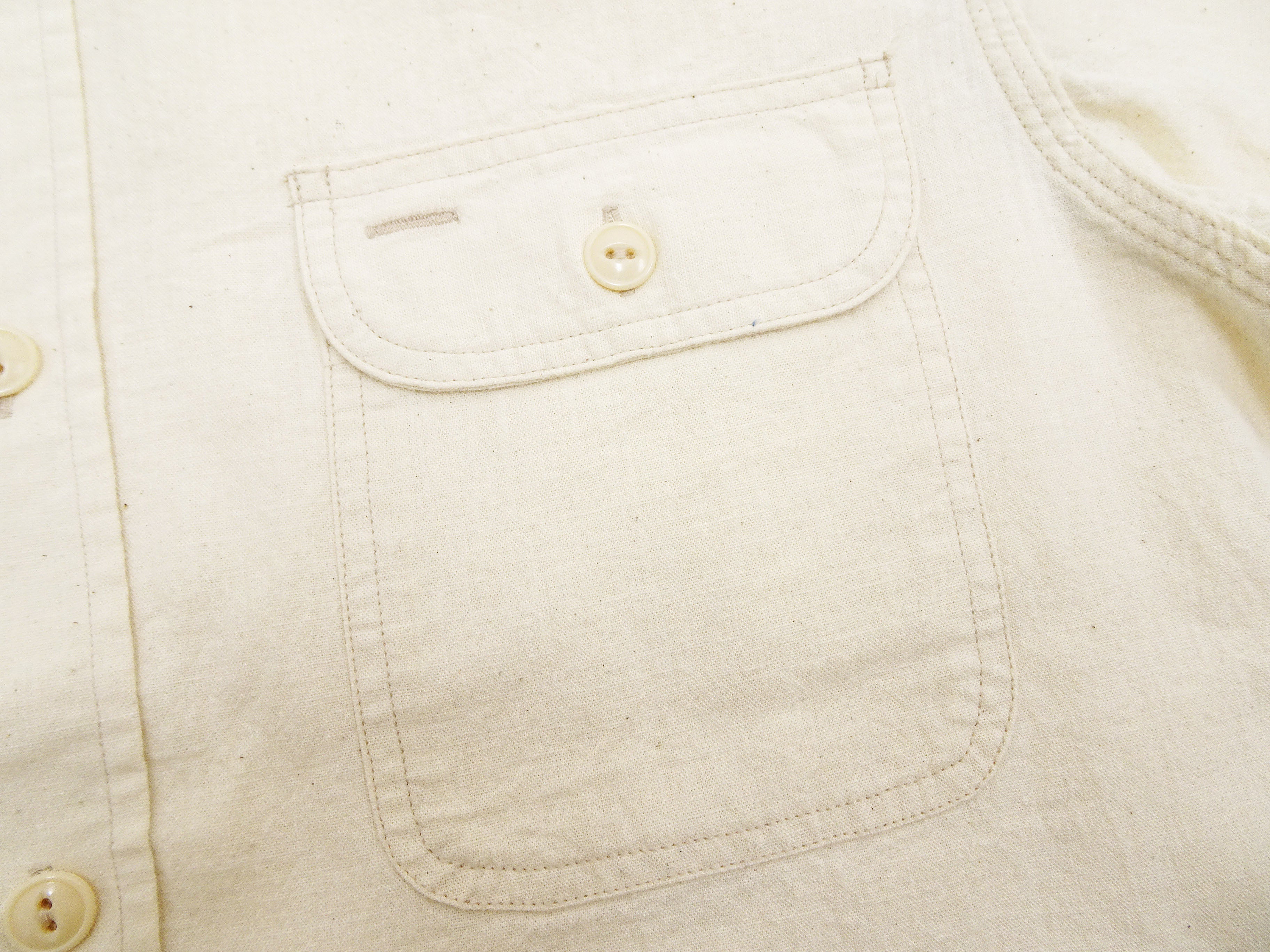 Sugar Cane Ecru Chambray Shirt Men's Casual Short Sleeve Plain Button Up Work Shirt SC37942 401 Ecru One Wash - Image 9