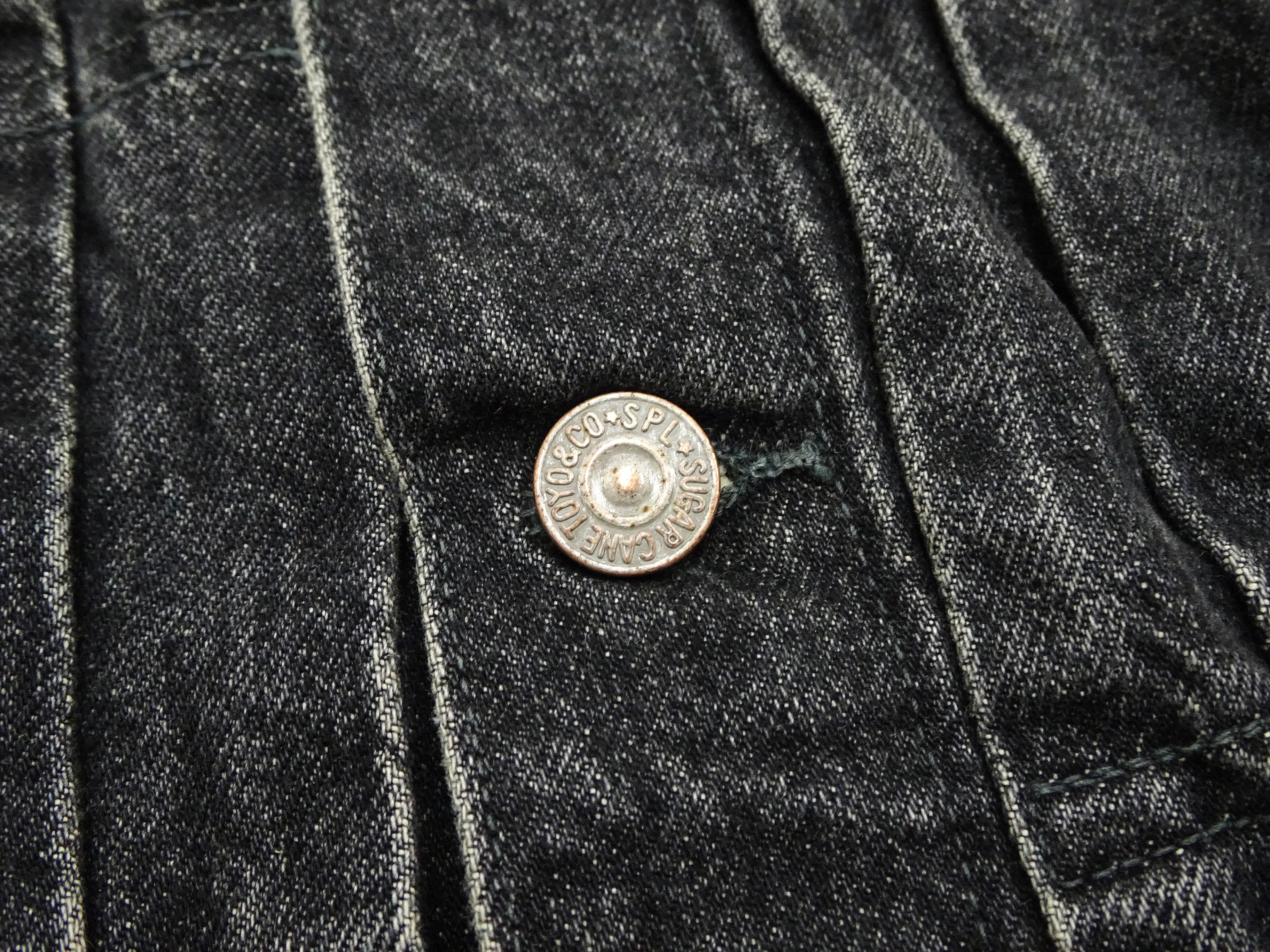 Sugar Cane Faded Black Denim Jacket SC15650H Men's 1953 Type 2 Style Jean Jacket SC15650H 419H Hard Wash - Image 13