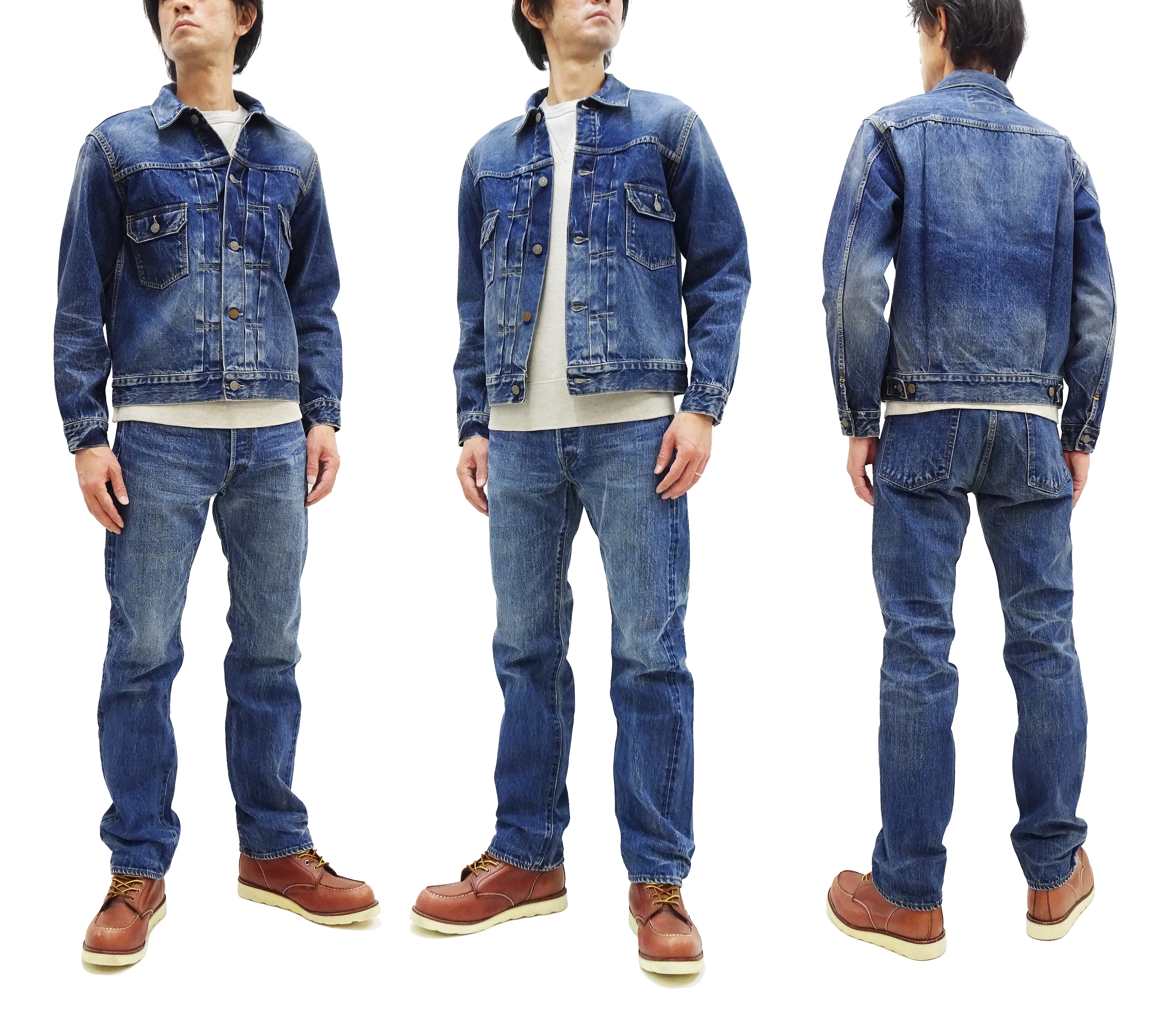 Sugar Cane Faded Denim Jacket SC11953SW Men's Type 2 Style Jean Jacket SC11953SW-429 - Image 3