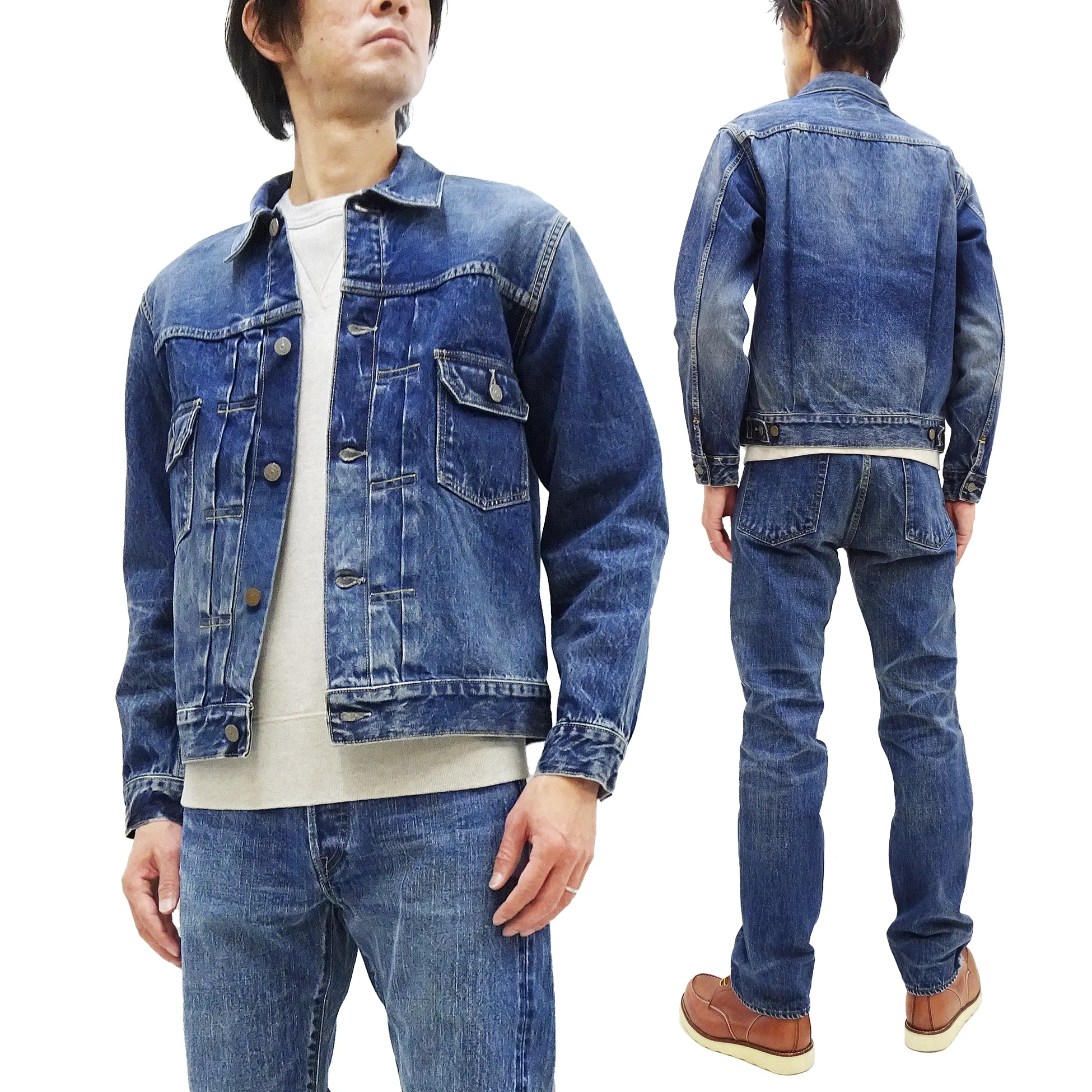 Sugar Cane Faded Denim Jacket SC11953SW Men's Type 2 Style Jean Jacket SC11953SW-429 - Image 6