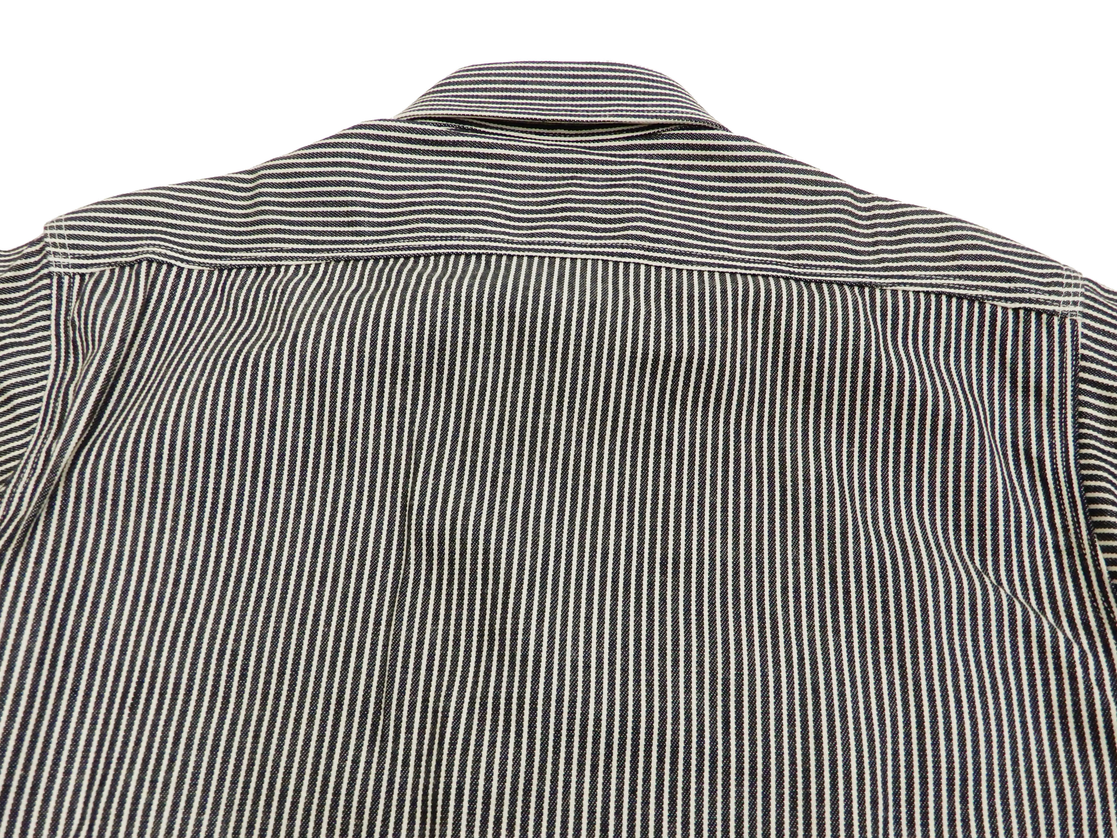 Sugar Cane Hickory Stripe Work Shirt Men's Casual Long Sleeve Button Up Shirt SC27853 Black - Image 10