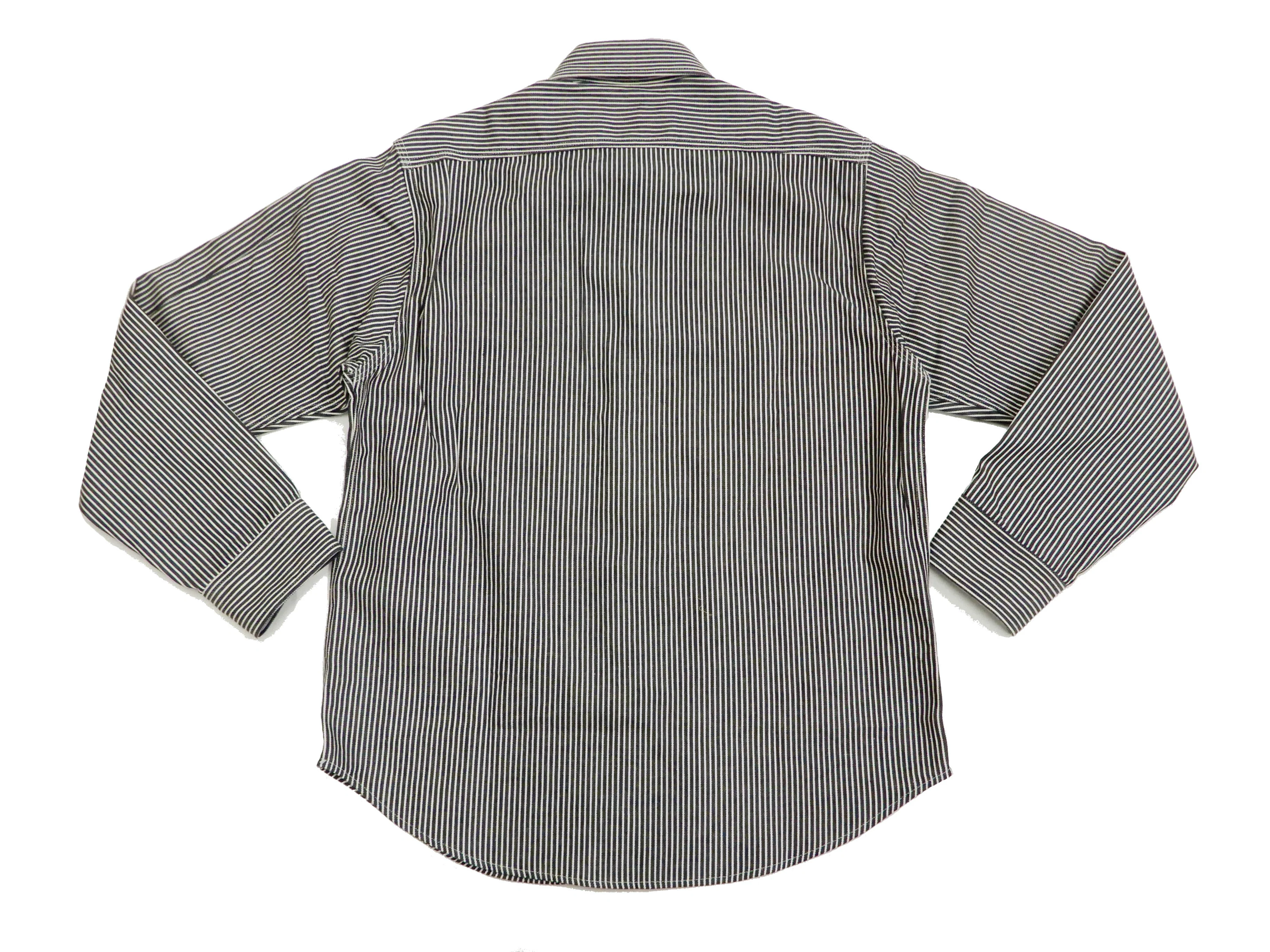 Sugar Cane Hickory Stripe Work Shirt Men's Casual Long Sleeve Button Up Shirt SC27853 Black - Image 9