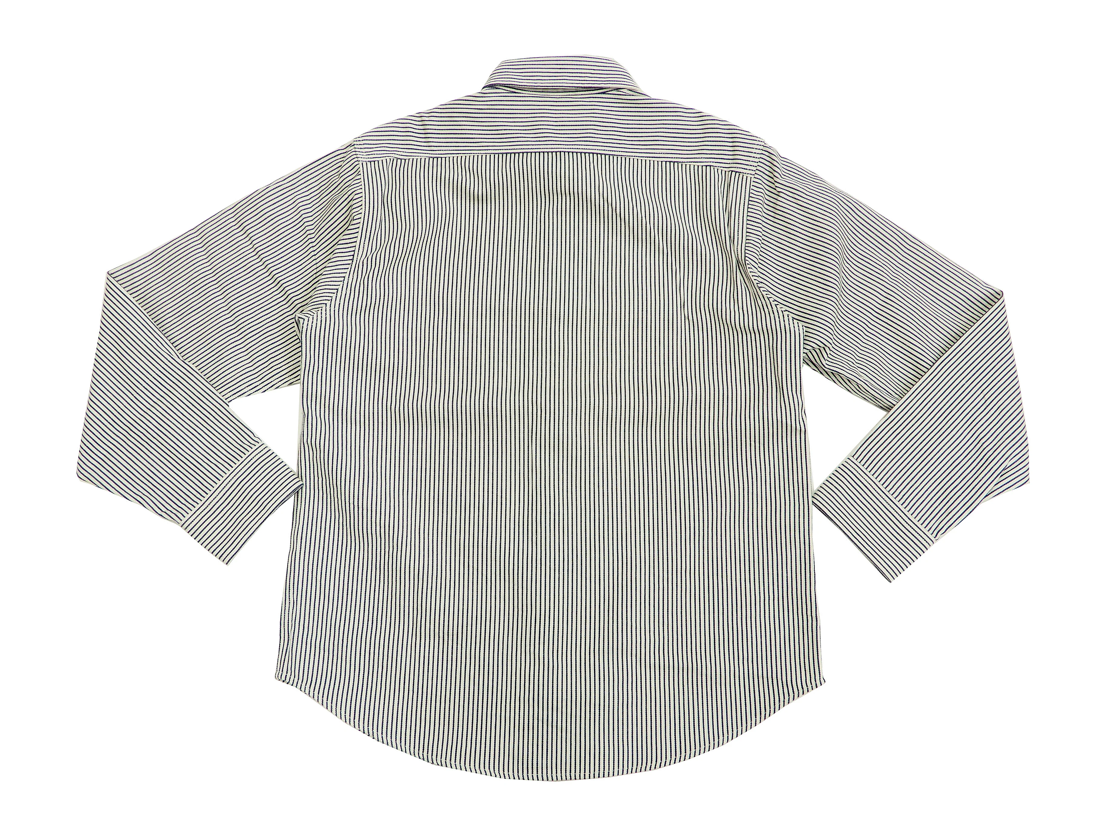 Sugar Cane Hickory Stripe Work Shirt Men's Casual Long Sleeve Button Up Shirt SC27853 Off-White - Image 10