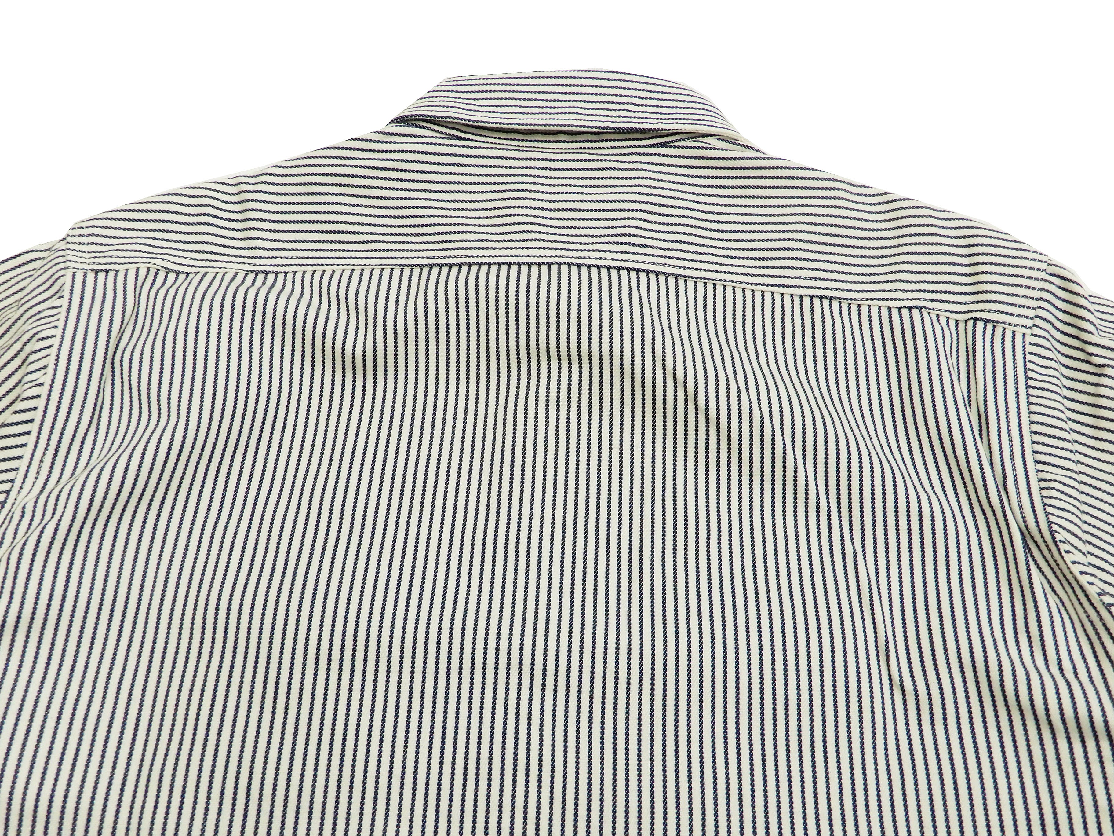 Sugar Cane Hickory Stripe Work Shirt Men's Casual Long Sleeve Button Up Shirt SC27853 Off-White - Image 11